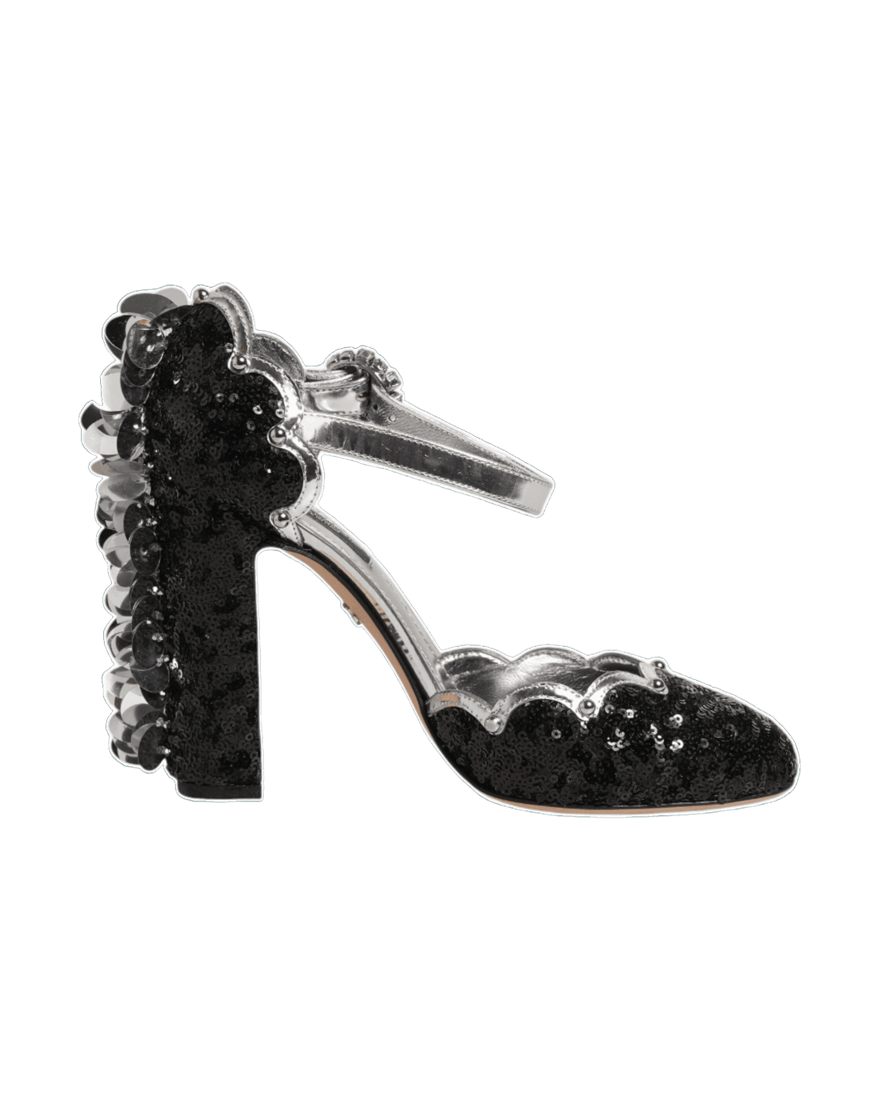 Dolce & Gabbana Black Sequined Ankle Strap Sandals Heels