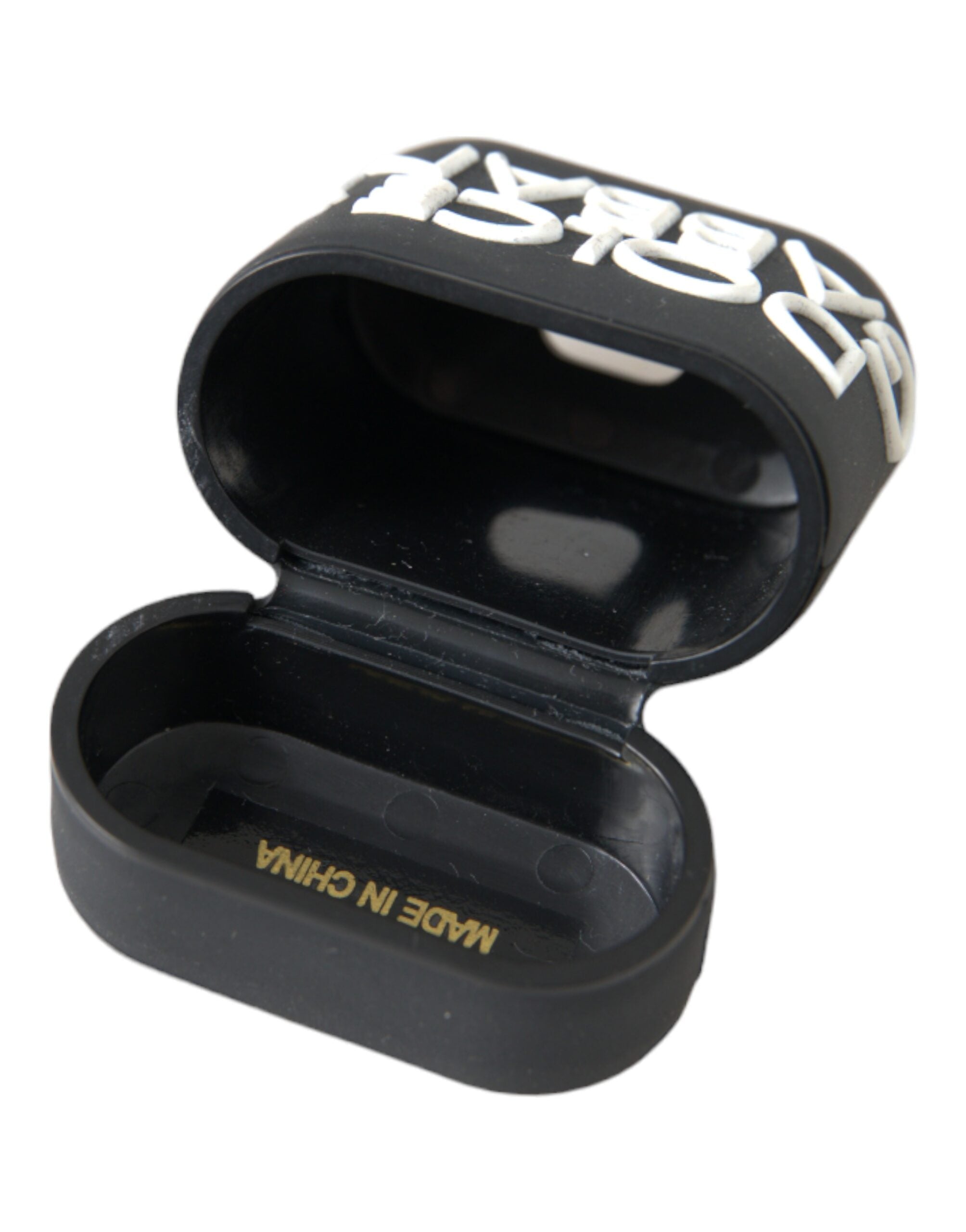 Dolce & Gabbana Black Silicone Embossed Logo Airpods White Case Glam Steals
