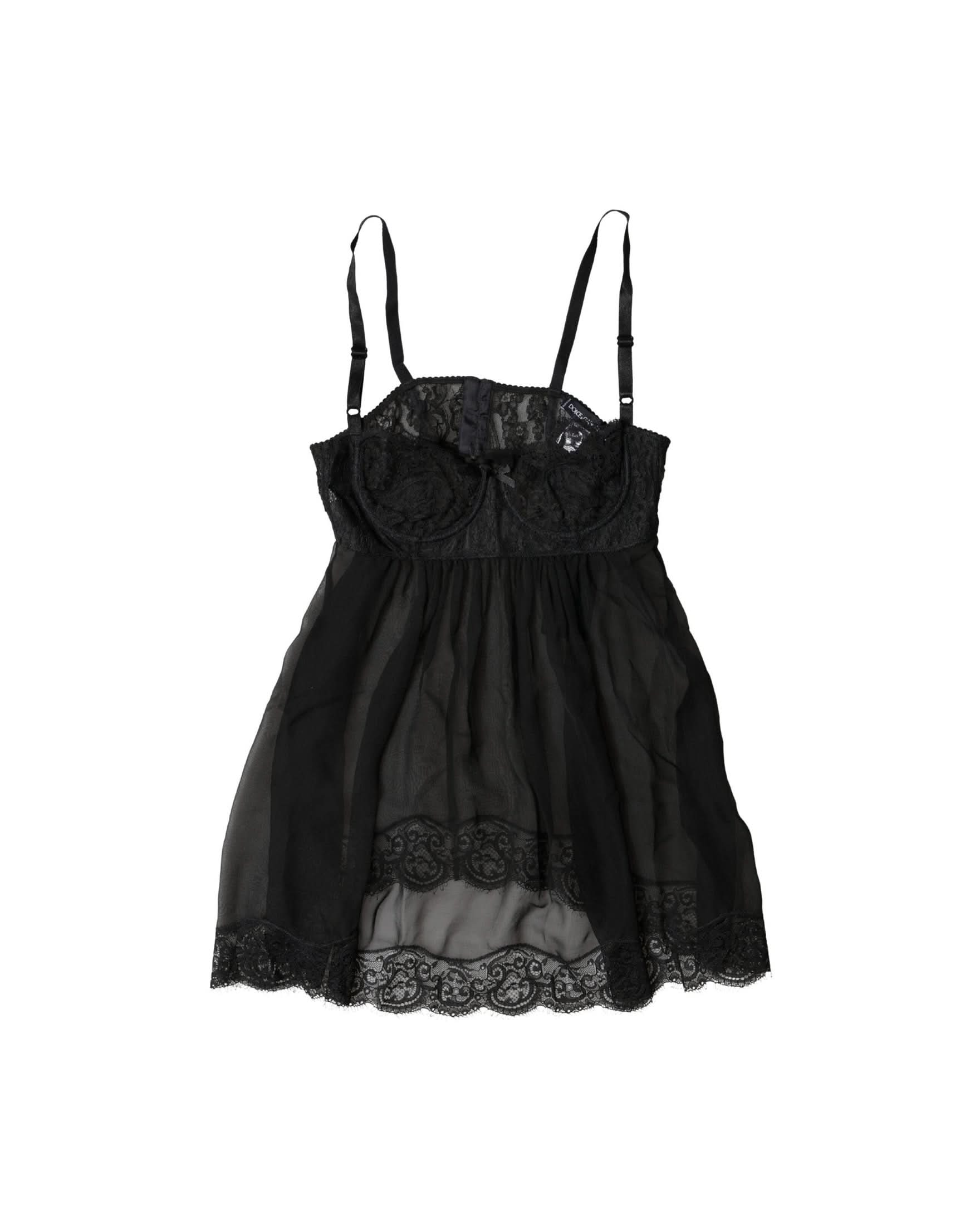 Dolce & Gabbana Black Silk Floral Lace Camisole Top
