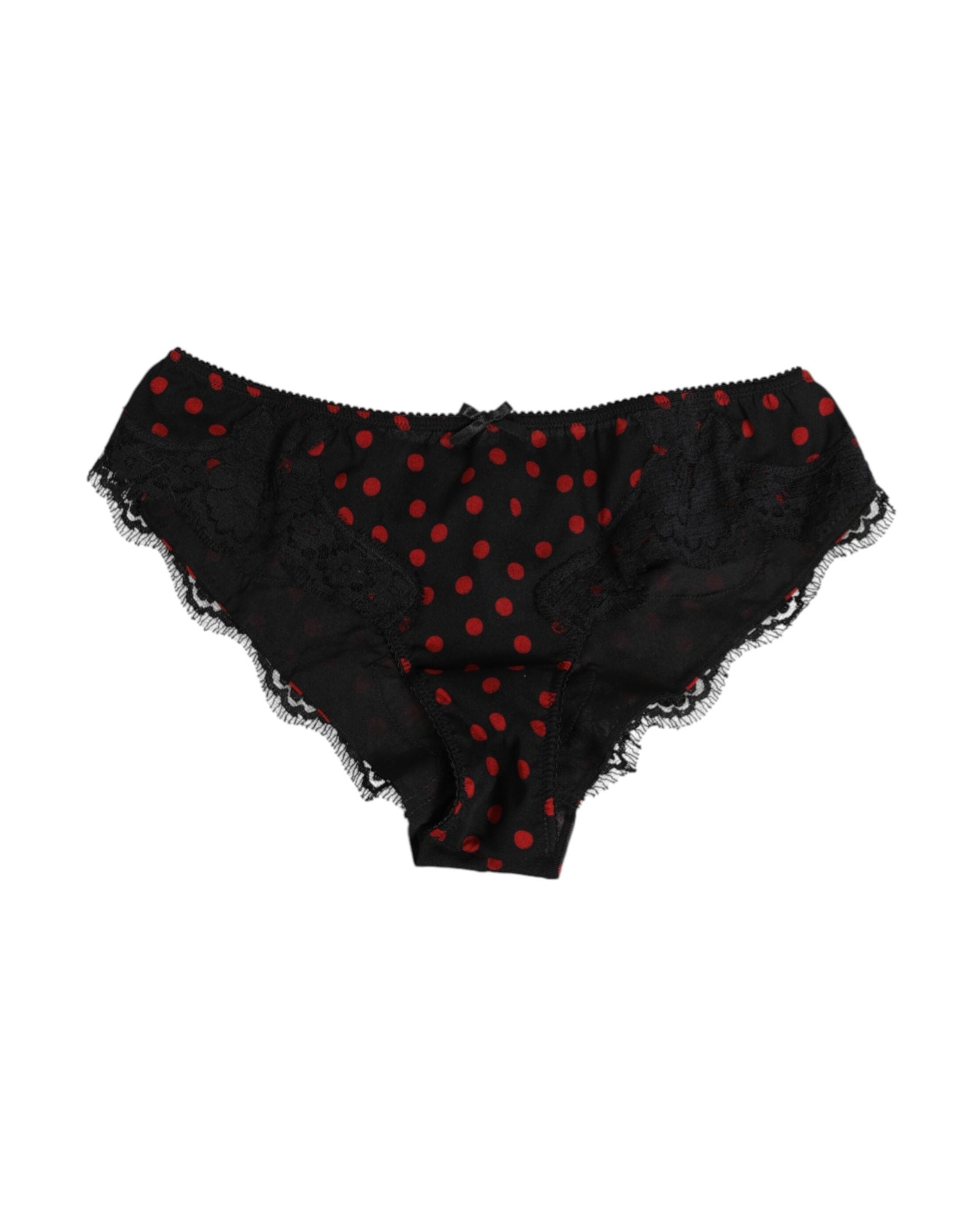 Dolce & Gabbana Black Silk Polka Dotted Low Waist Panty Underwear Glam Steals