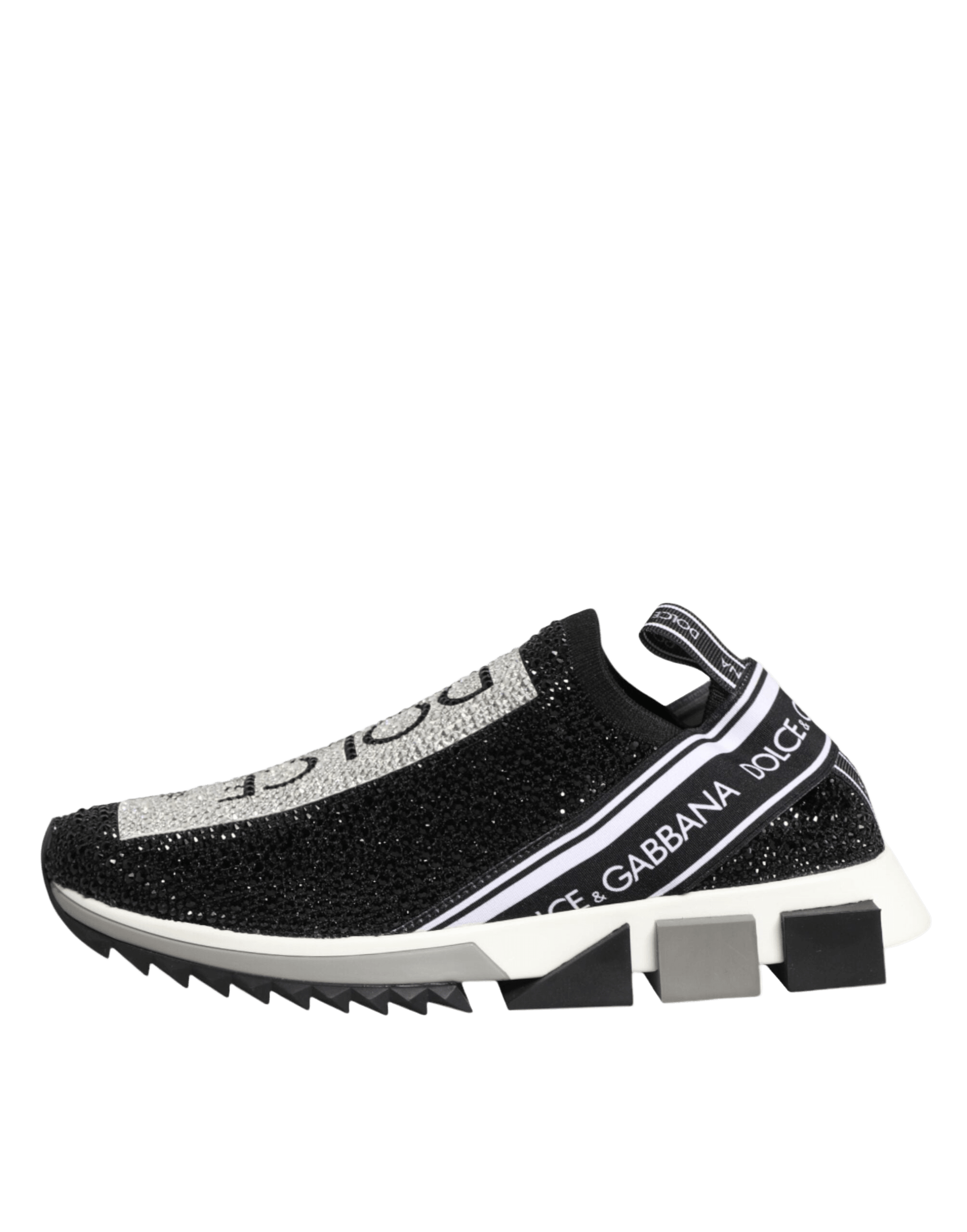 Dolce & Gabbana Black Silver Slip On Sorrento Sneakers Shoes Glam Steals
