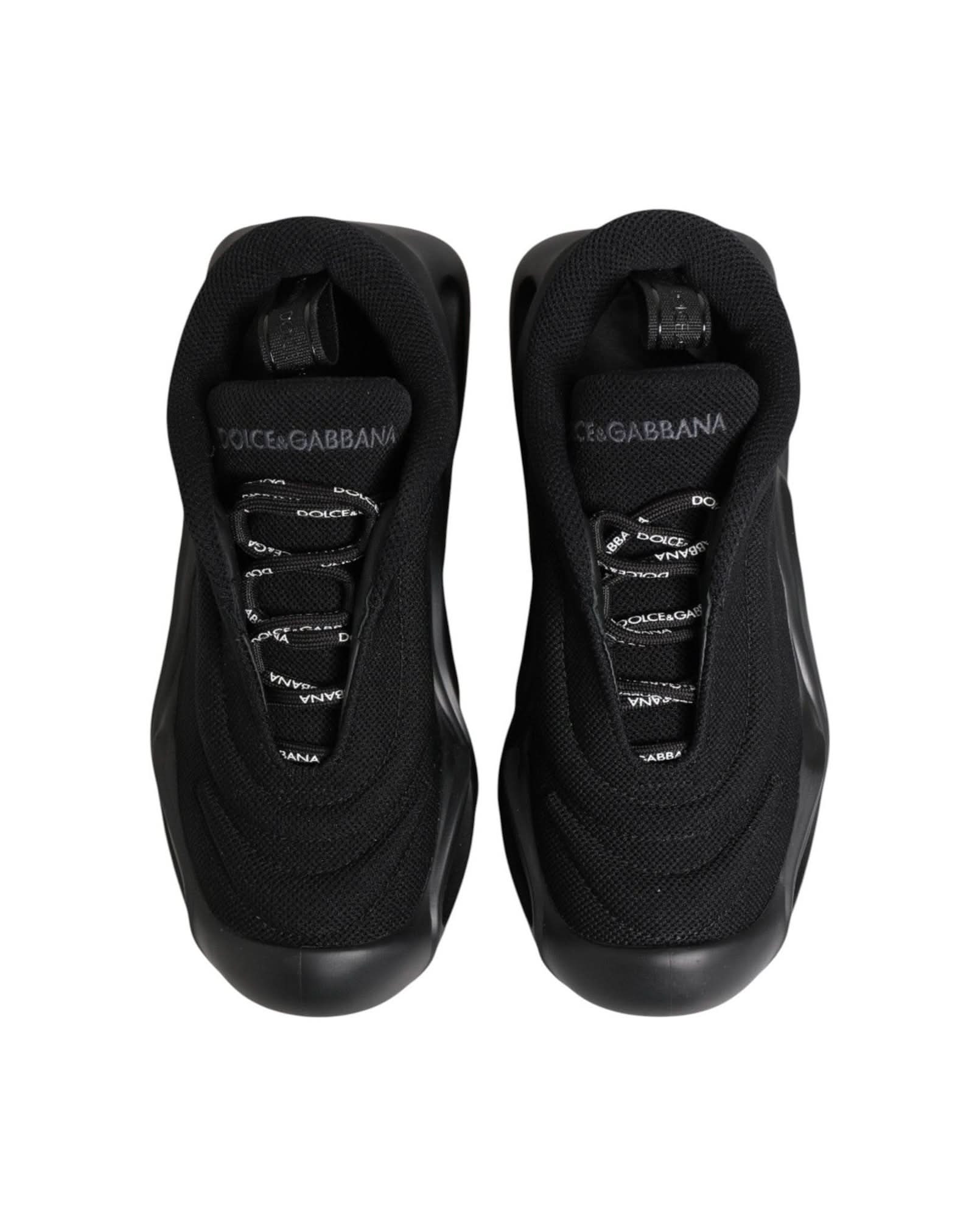 Dolce & Gabbana Black Slip On Low Top Wave Sneakers Shoes