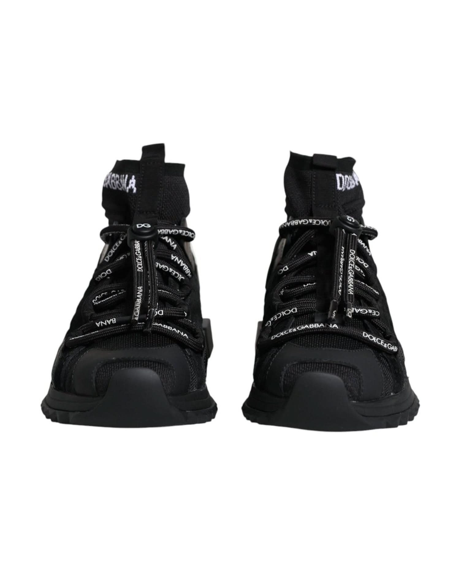 Dolce & Gabbana Black Sorrento Socks Logo Sneakers Shoes Sneakers