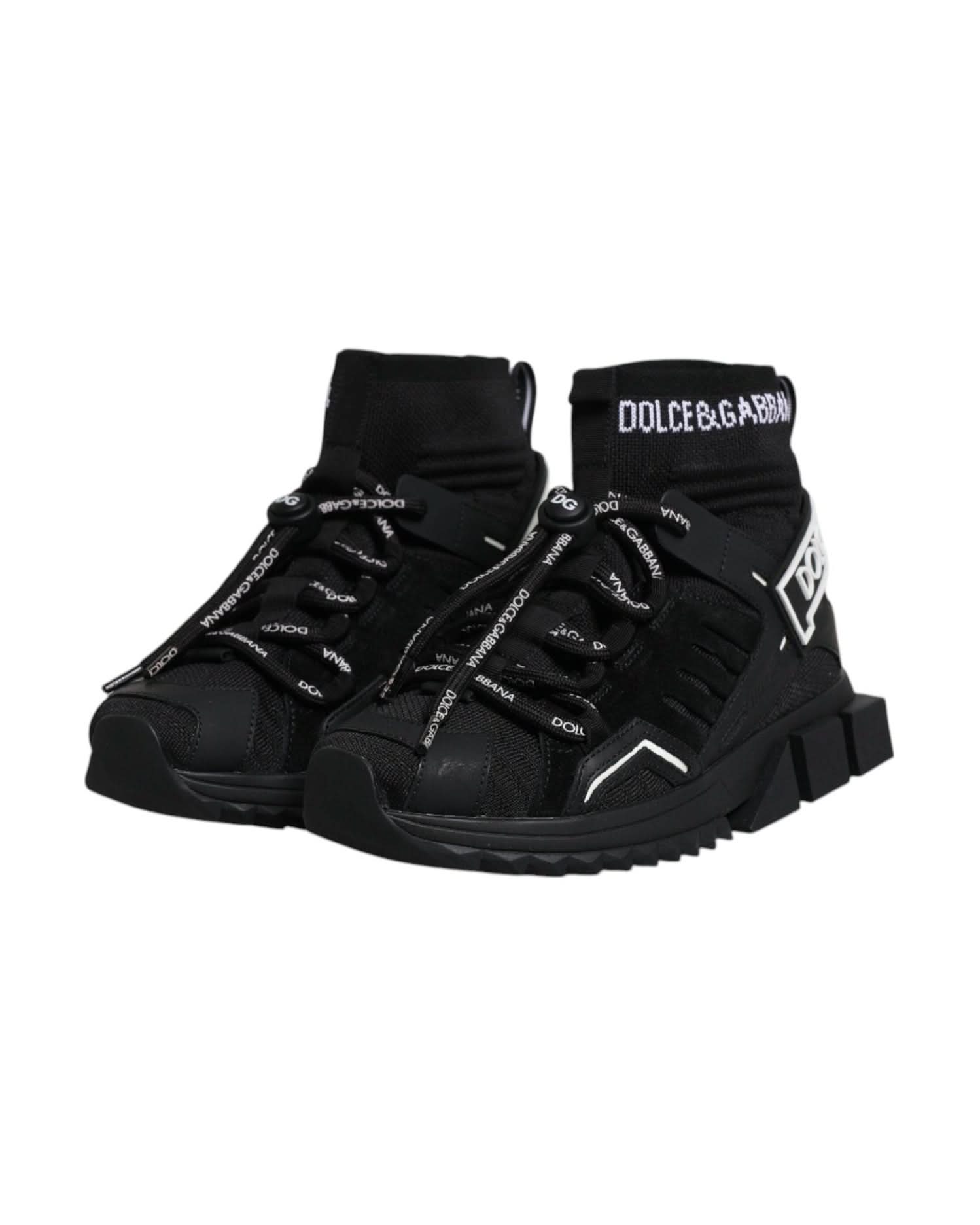 Dolce & Gabbana Black Sorrento Socks Logo Sneakers Shoes Sneakers