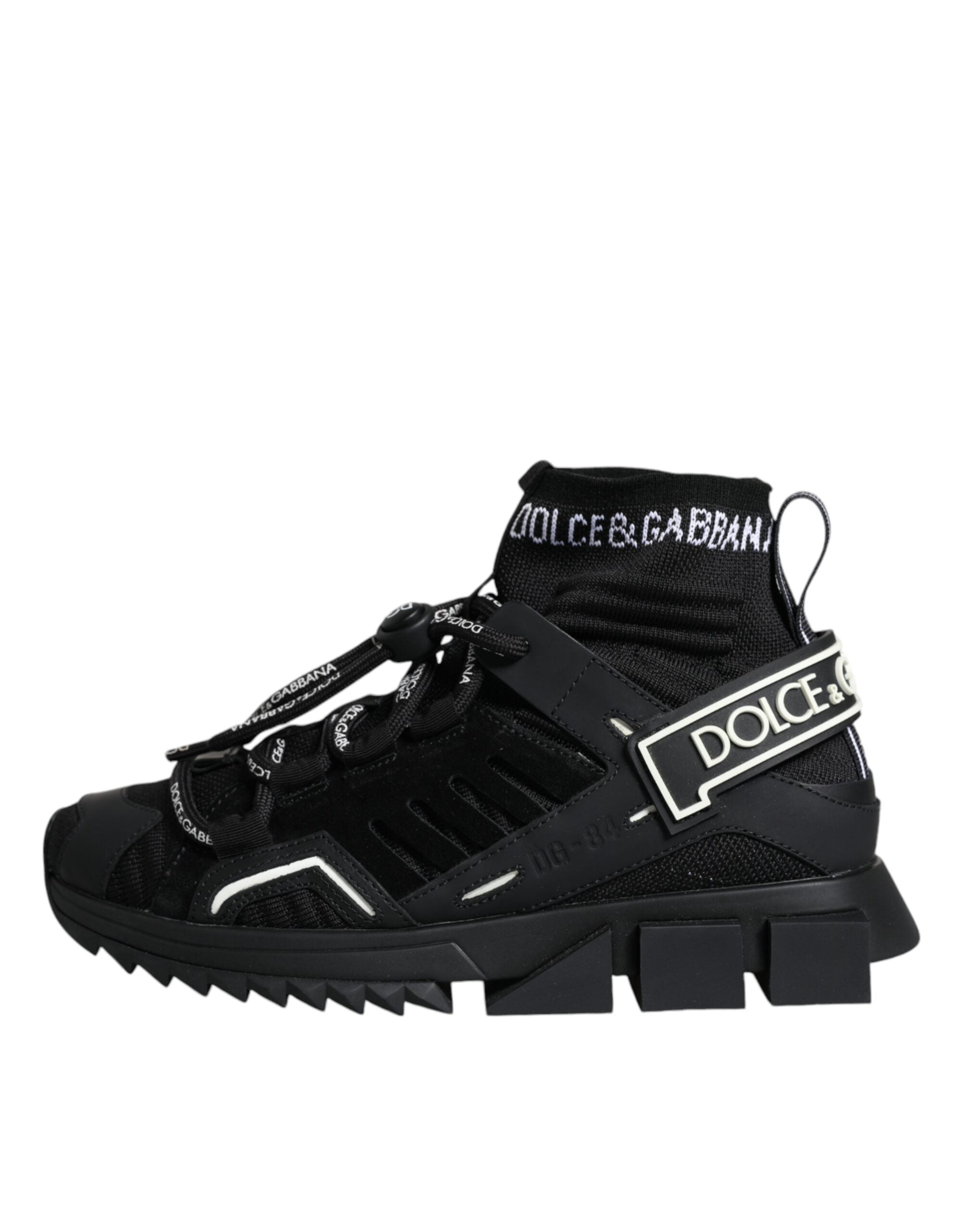 Dolce & Gabbana Black Sorrento Socks Logo Sneakers Shoes Glam Steals