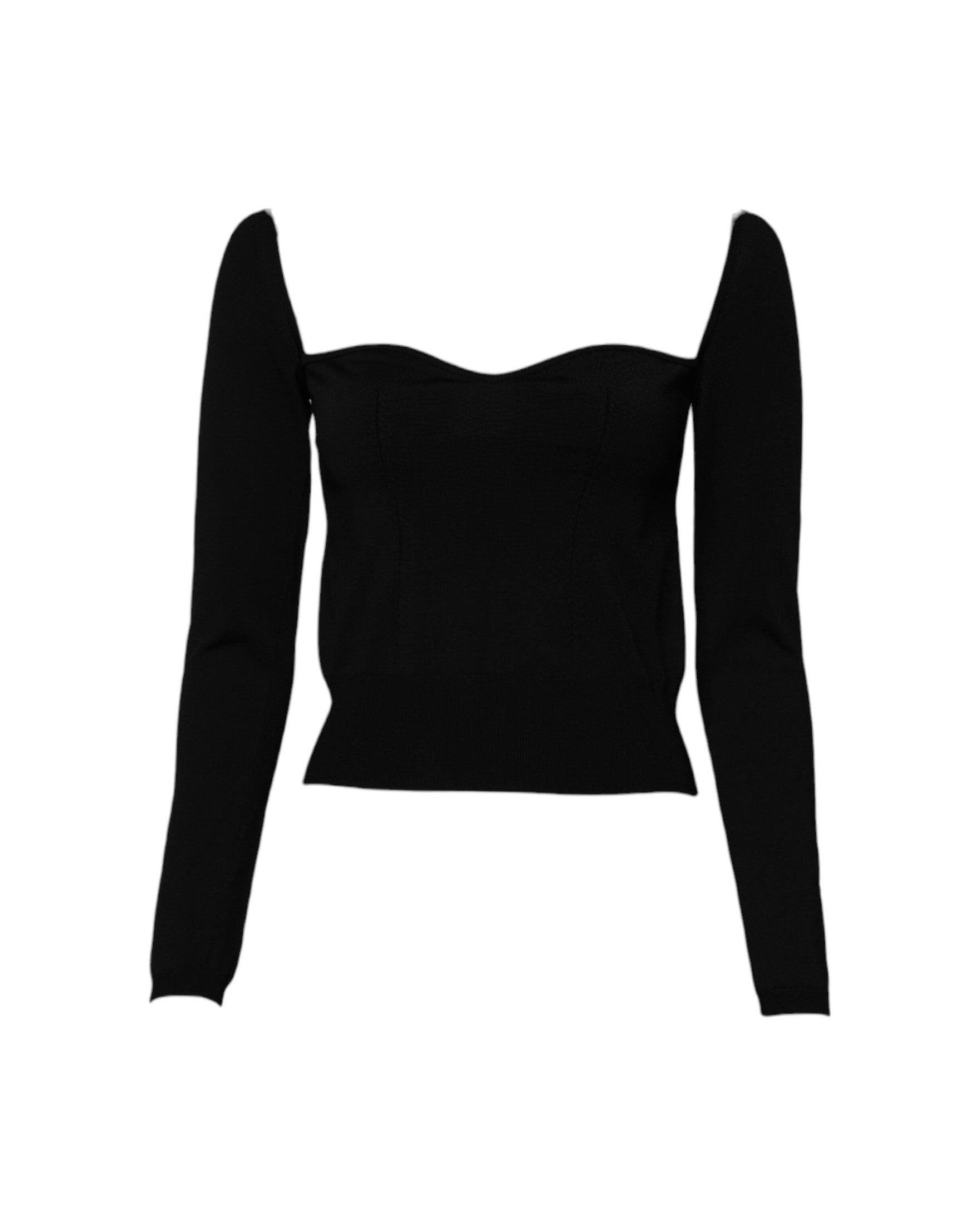 Dolce & Gabbana Black Square Neckline Long Sleeves Sweater Sweaters