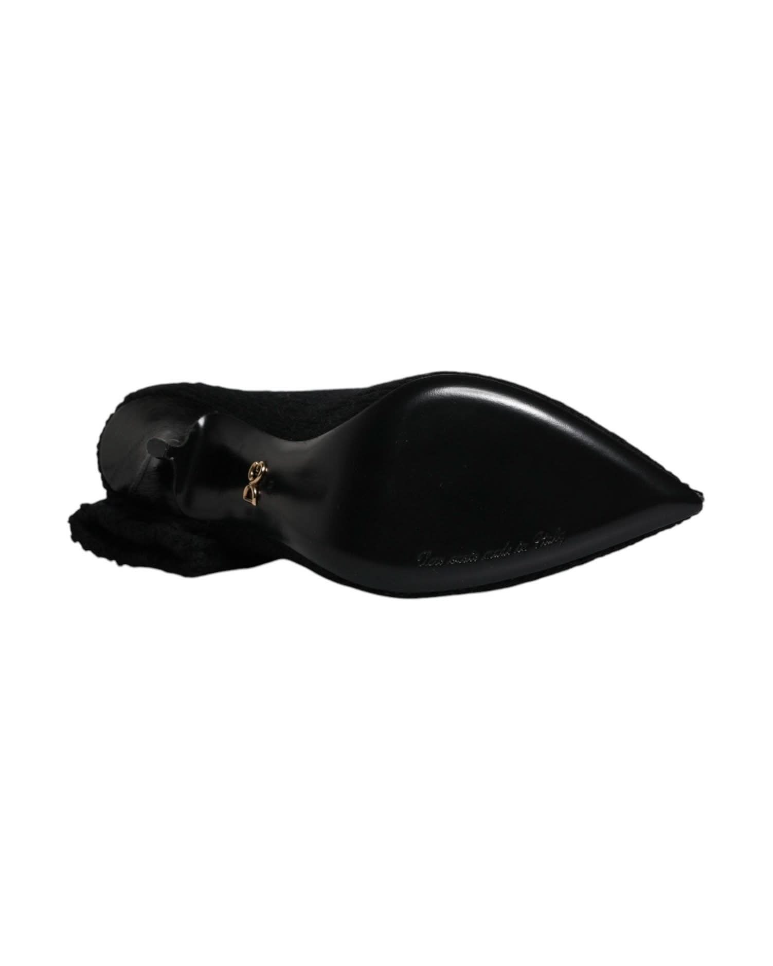 Dolce & Gabbana Black Stiletto Heels Mid Calf Boots Shoes Boots