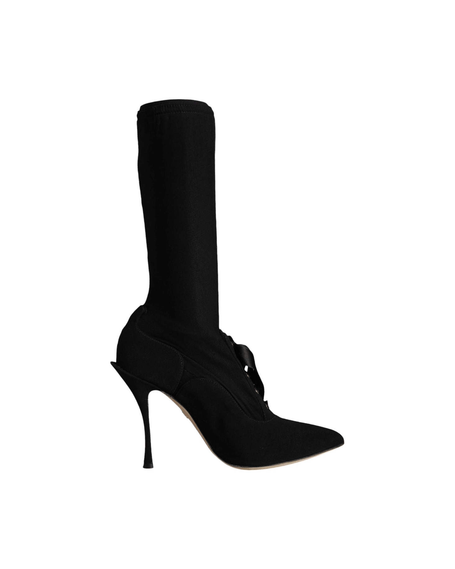 Dolce & Gabbana Black Stiletto Heels Mid Calf Boots Shoes Boots