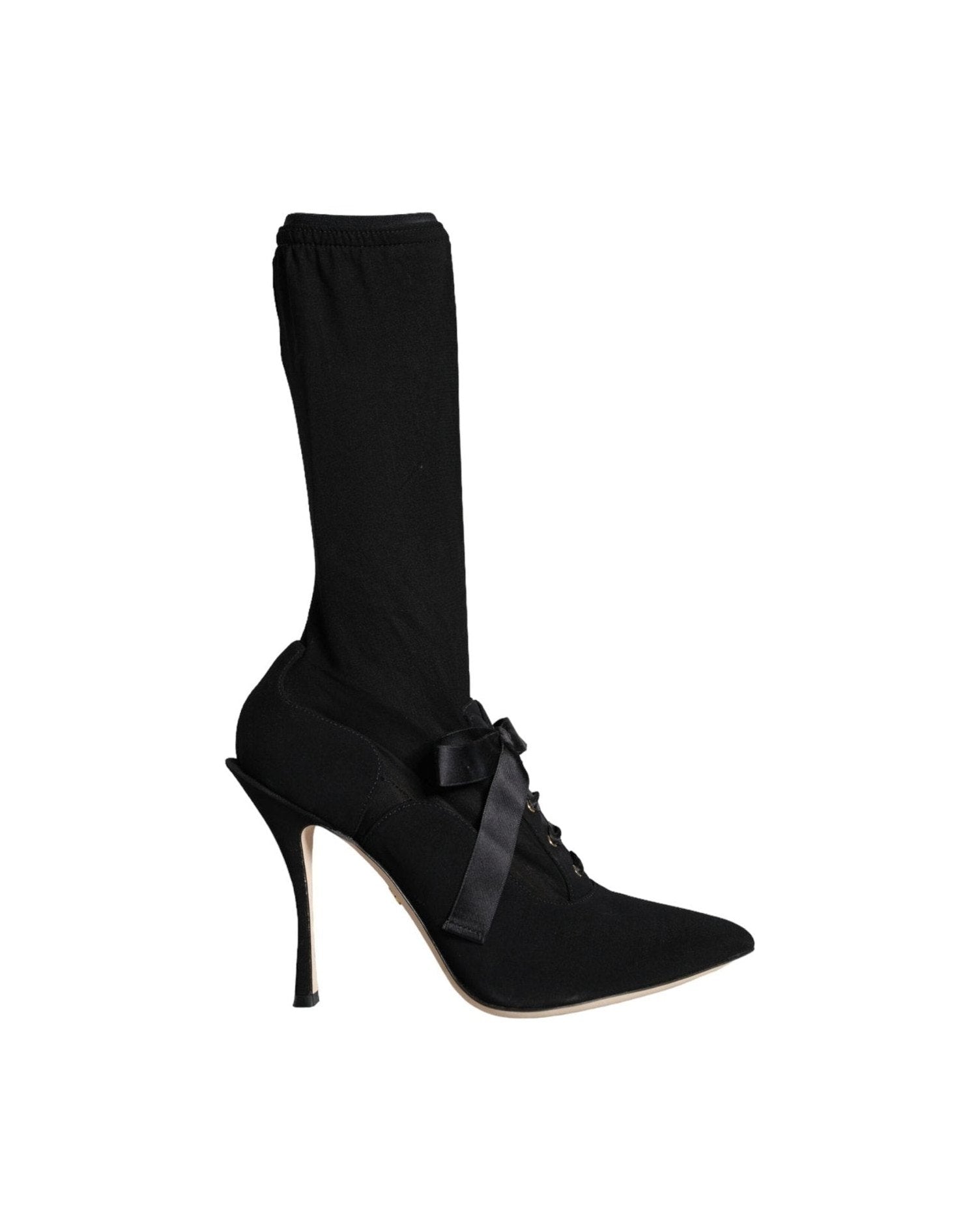 Dolce & Gabbana Black Stiletto Heels Mid Calf Boots Shoes Glam Steals