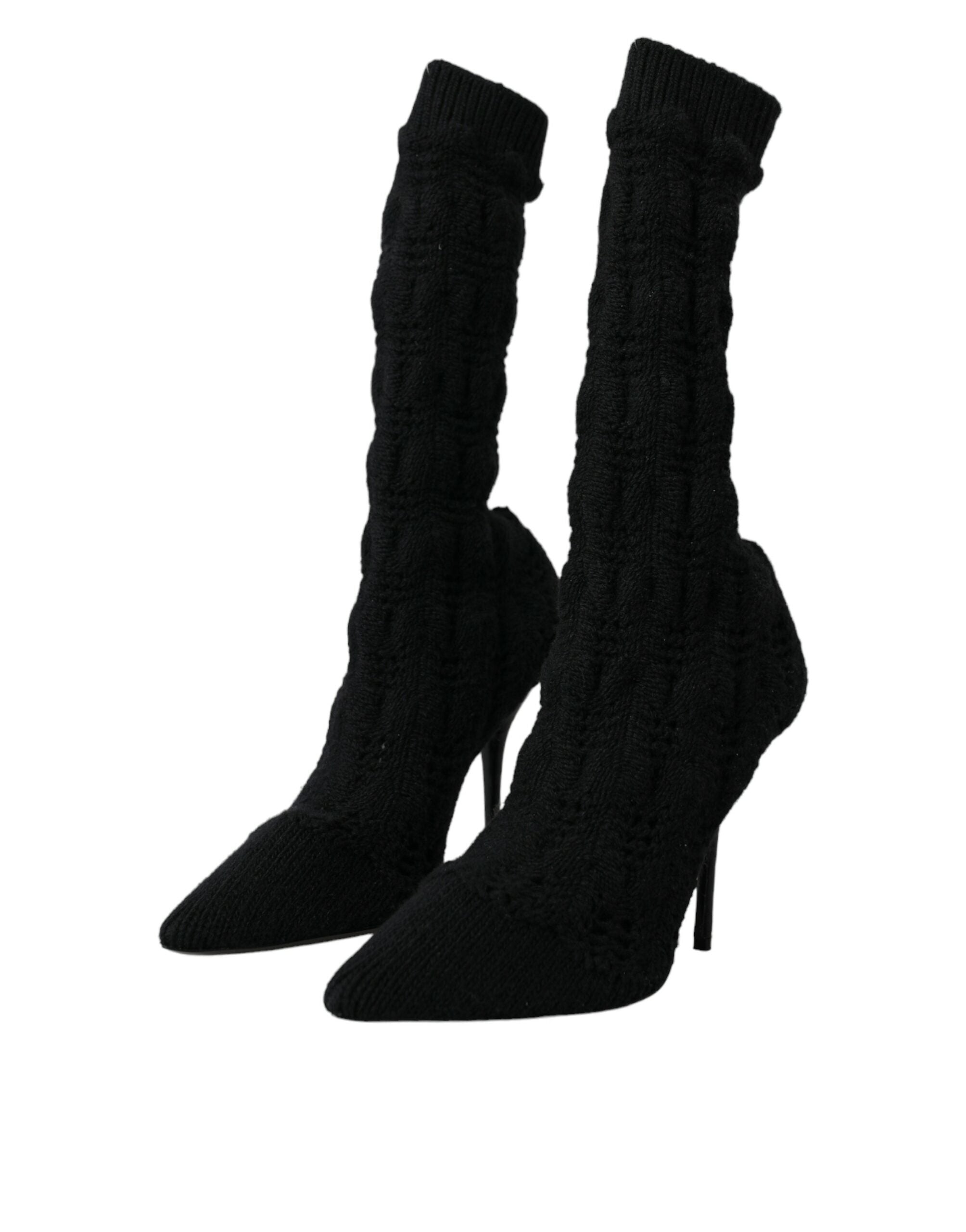Dolce & Gabbana Black Stiletto Heels Mid Calf Boots Shoes Glam Steals