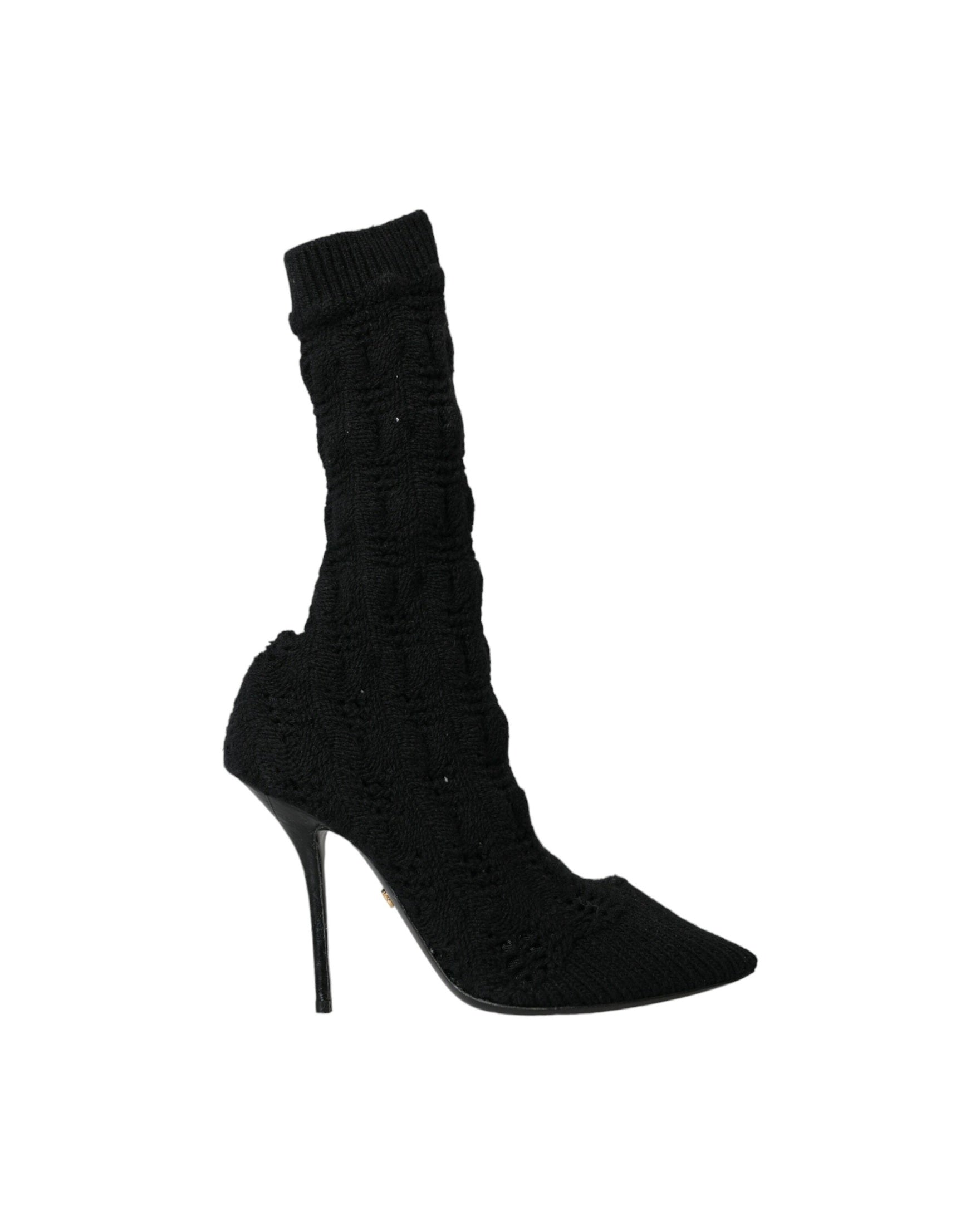 Dolce & Gabbana Black Stiletto Heels Mid Calf Boots Shoes Glam Steals