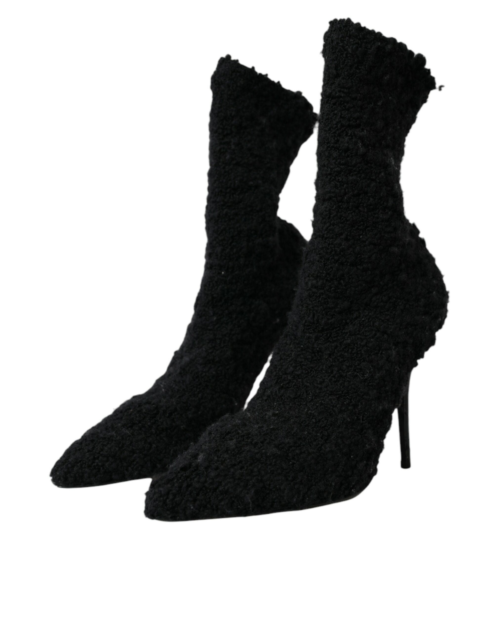 Dolce & Gabbana Black Stiletto Heels Mid Calf Boots Shoes Glam Steals