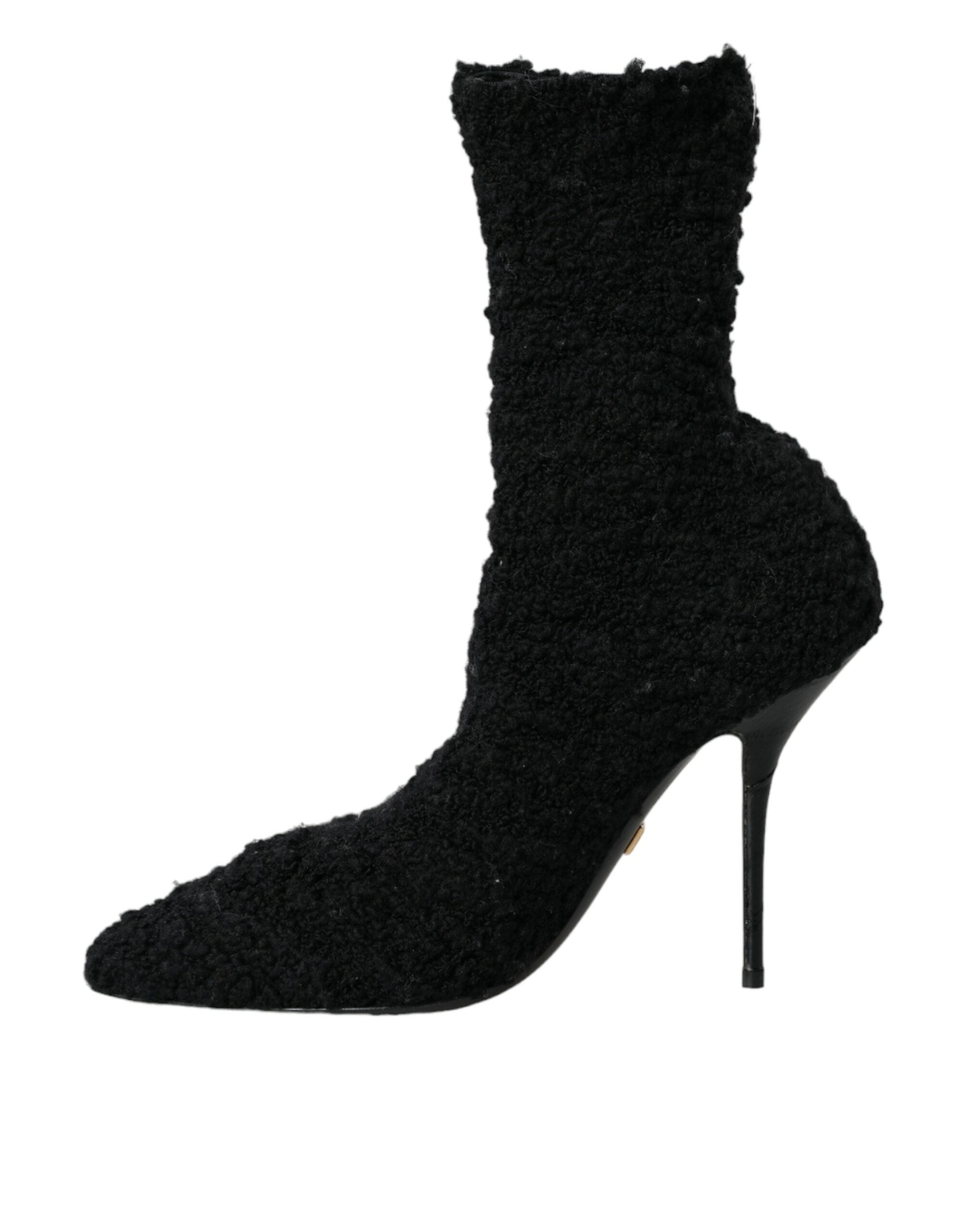 Dolce & Gabbana Black Stiletto Heels Mid Calf Boots Shoes Glam Steals