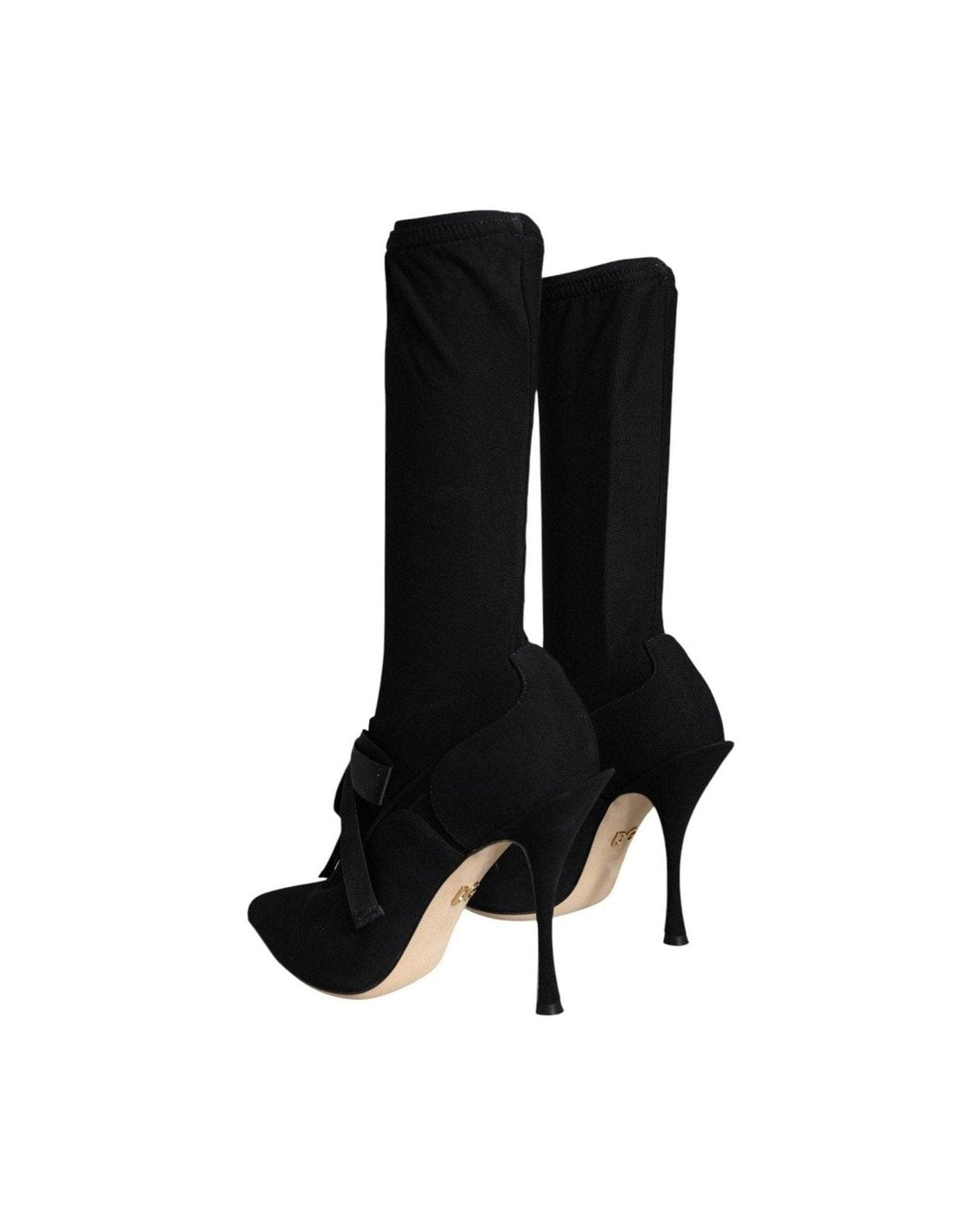 Dolce & Gabbana Black Stiletto Heels Mid Calf Boots Shoes Glam Steals