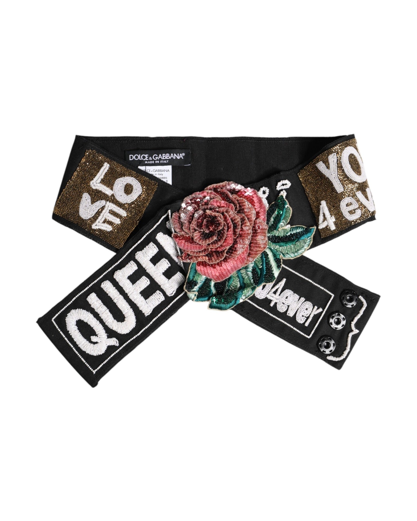 Dolce & Gabbana Black Stretch Multicolor Embellished Waist Belt Glam Steals