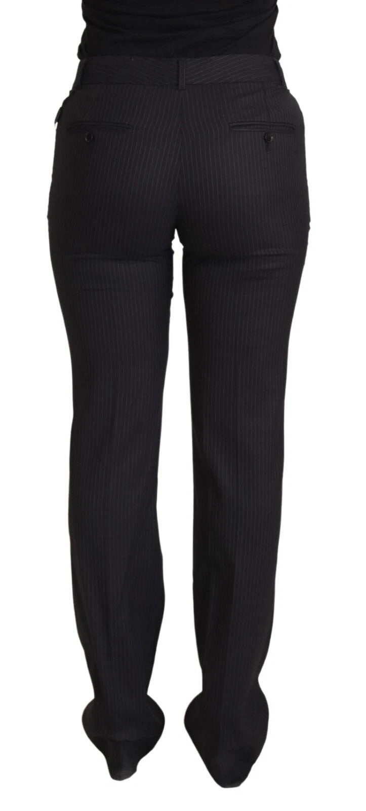 Dolce & Gabbana Black Stripes Mid Waist Trouser Pant Glam Steals
