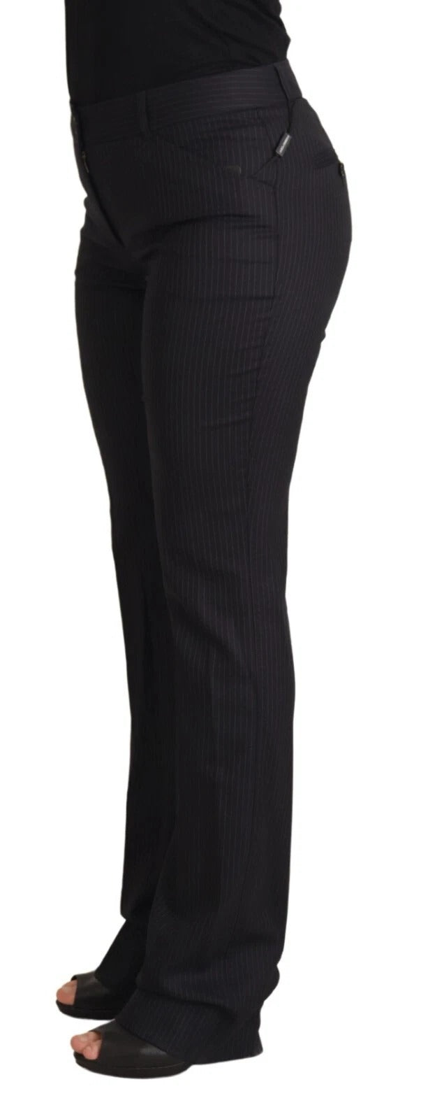 Dolce & Gabbana Black Stripes Mid Waist Trouser Pant Glam Steals