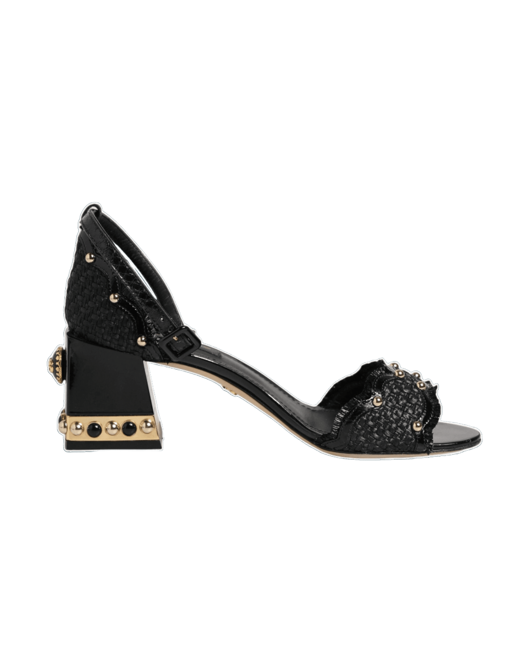 Dolce & Gabbana Black Studded Ankle Strap Sandals Shoes Glam Steals