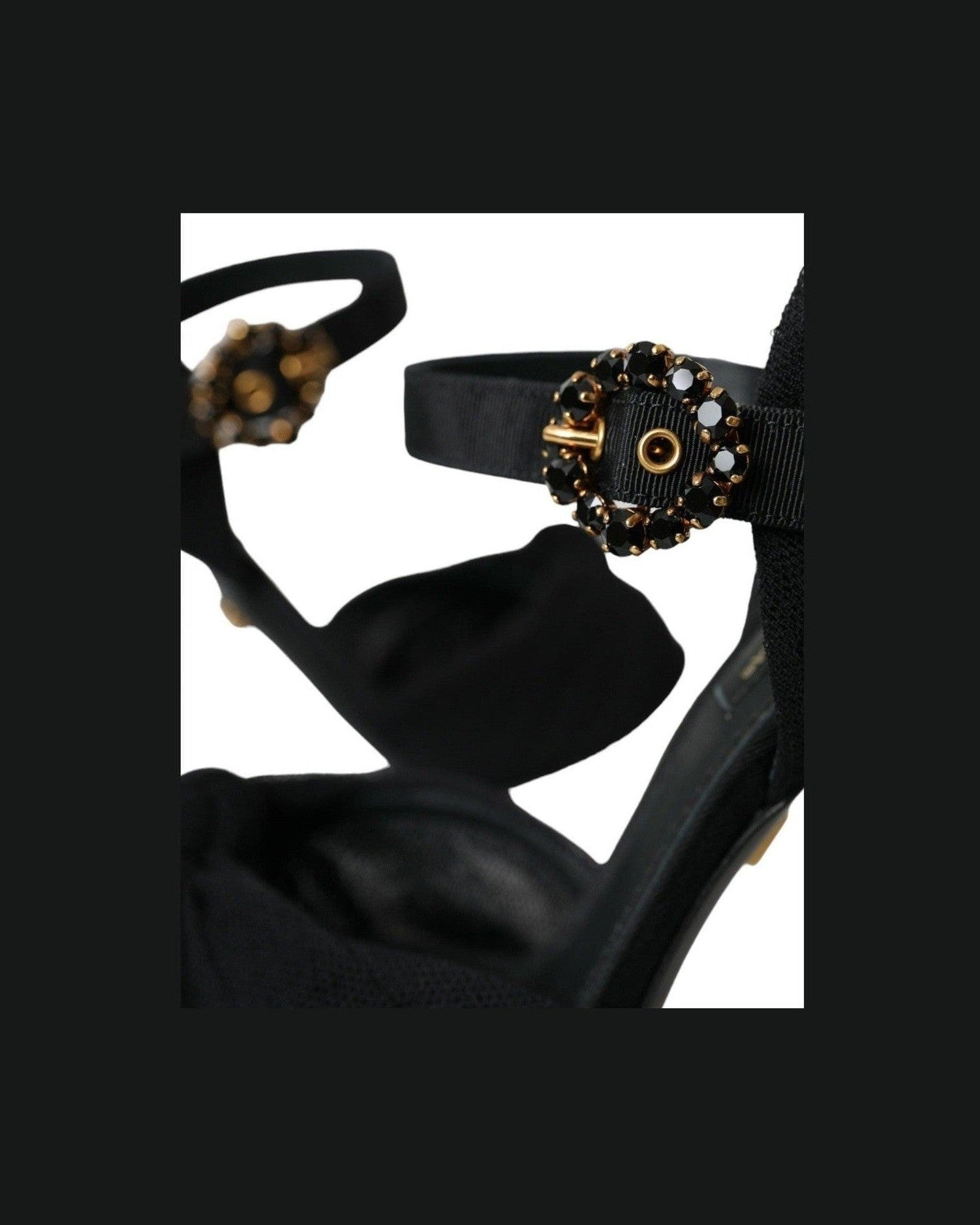 Dolce & Gabbana Black Suede Embellished Heels Sandals Shoes Glam Steals
