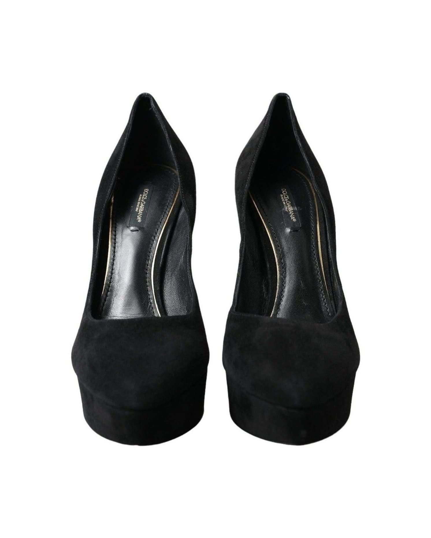 Dolce & Gabbana Black Suede Heeled Pumps Sophistication Heels