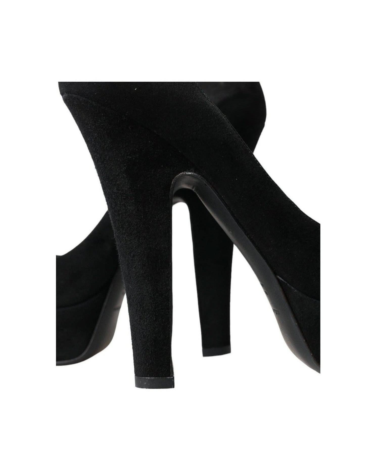Dolce & Gabbana Black Suede Heeled Pumps Sophistication Heels
