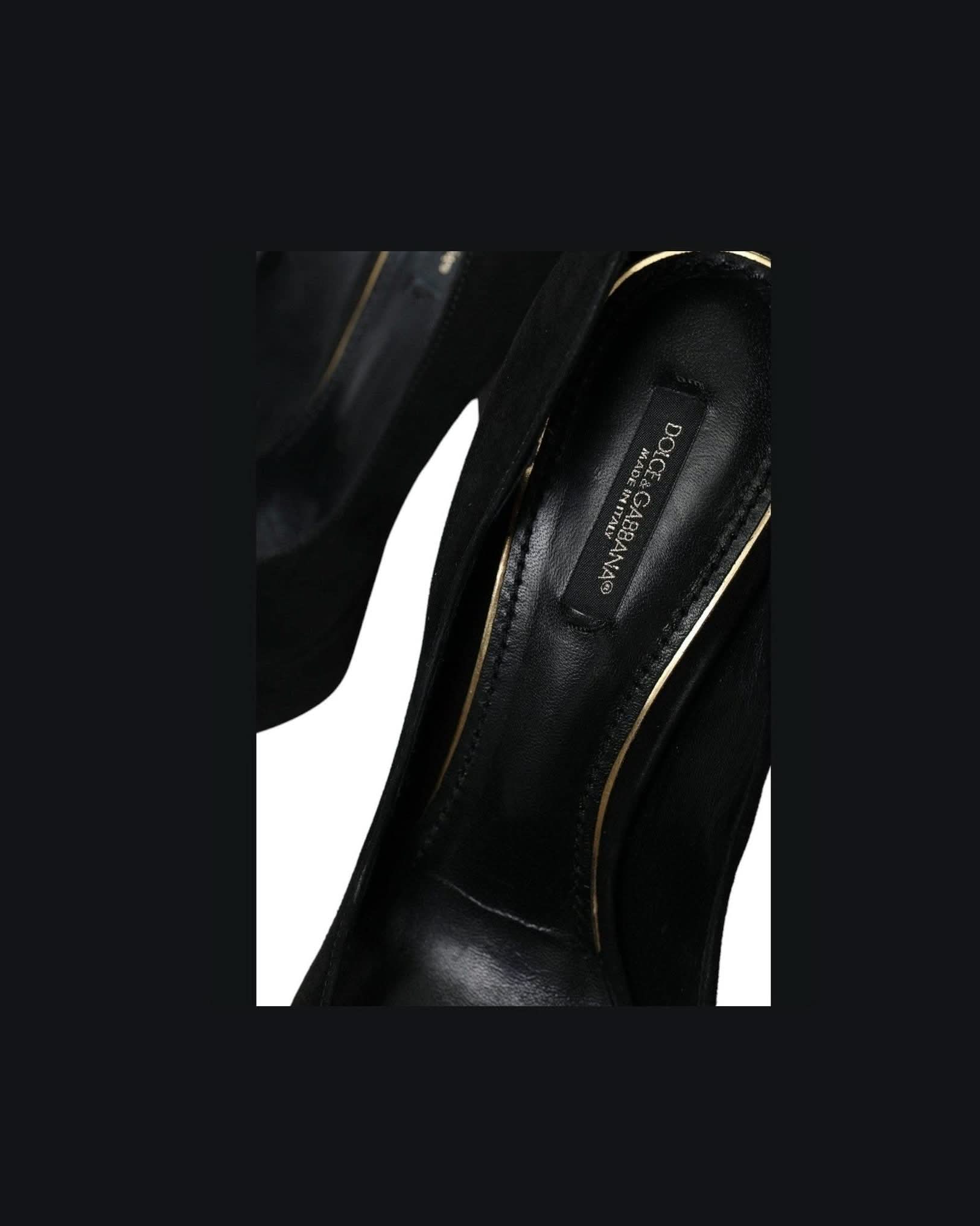 Dolce & Gabbana Black Suede Heeled Pumps Sophistication Heels