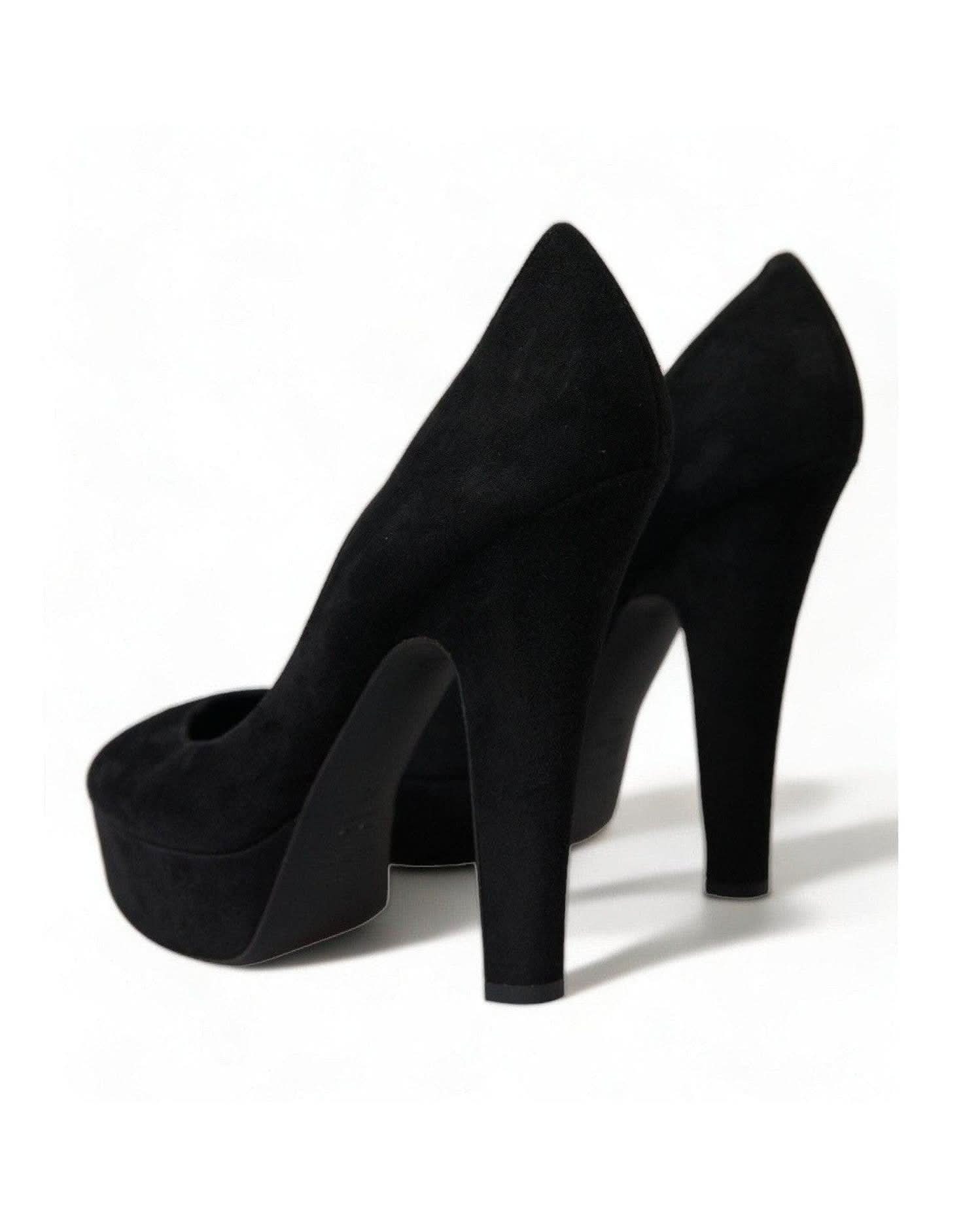 Dolce & Gabbana Black Suede Heeled Pumps Sophistication Heels