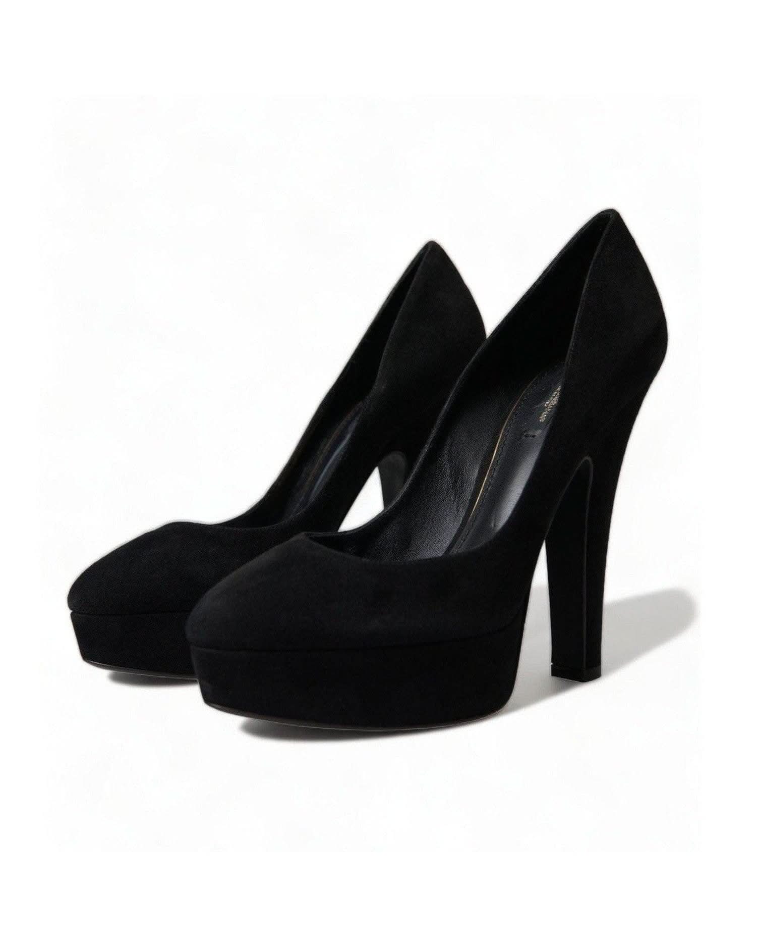 Dolce & Gabbana Black Suede Heeled Pumps Sophistication Heels