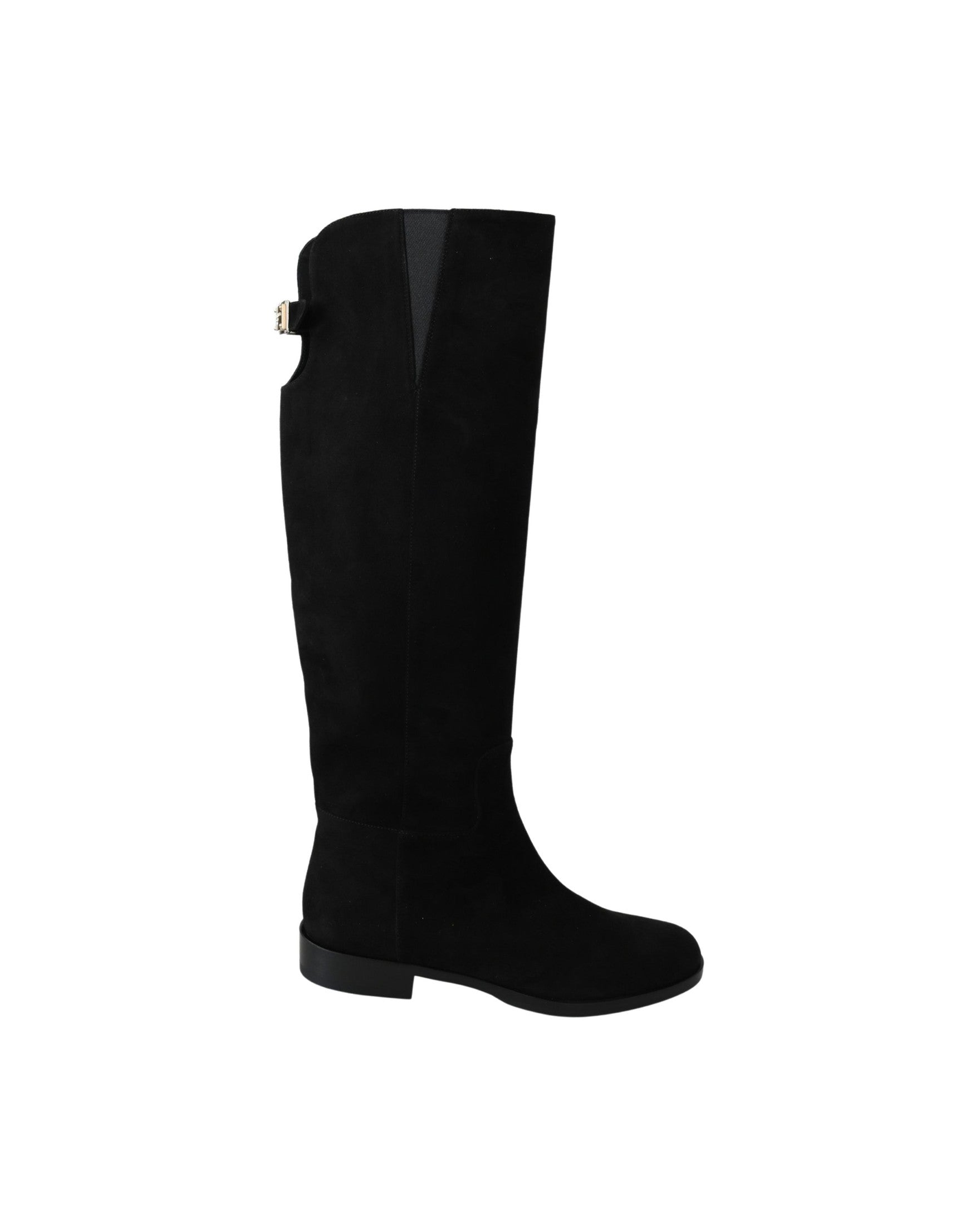 Dolce & Gabbana Black Suede Knee High Flat Boots Glam Steals