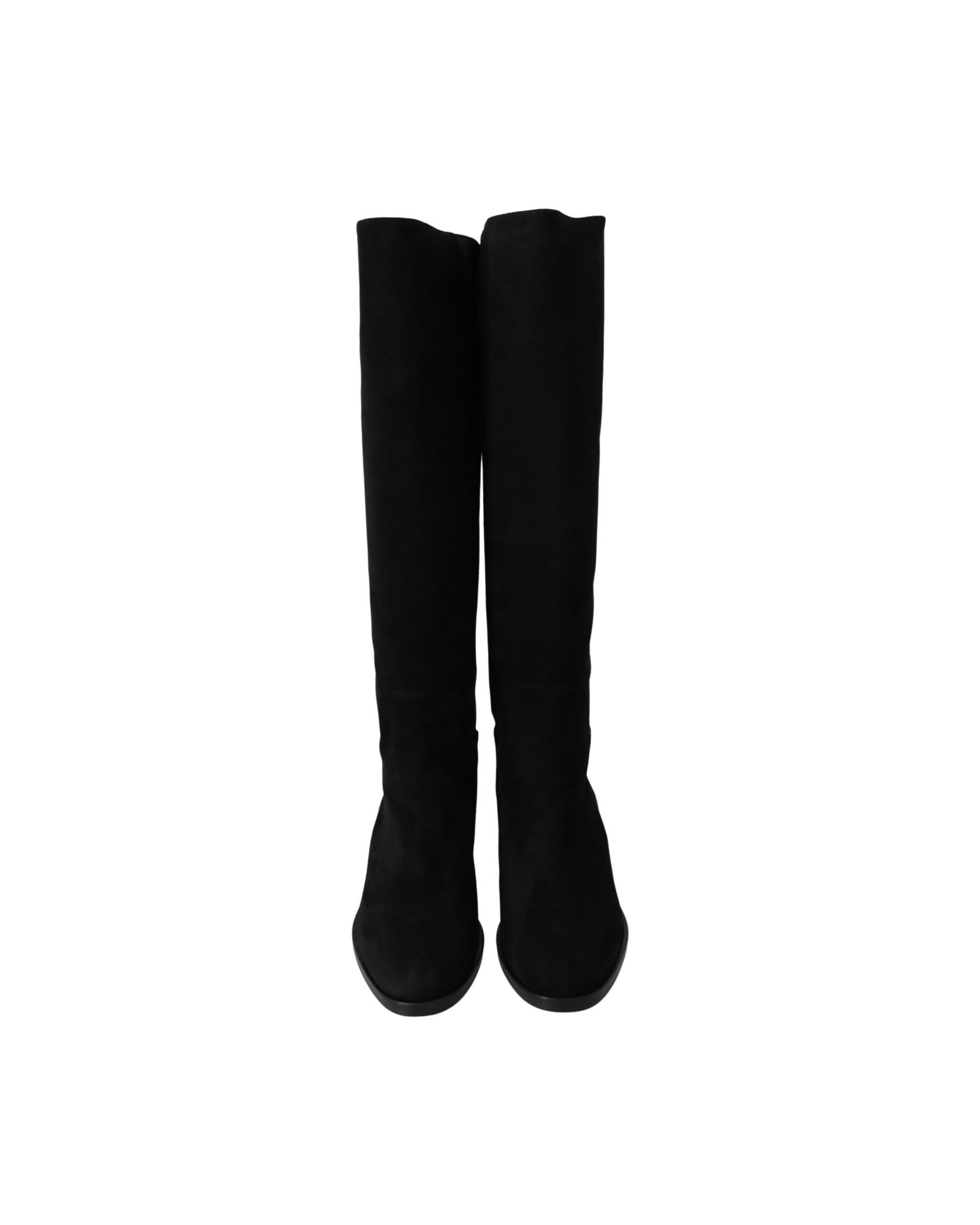 Dolce & Gabbana Black Suede Knee High Flat Boots Boots