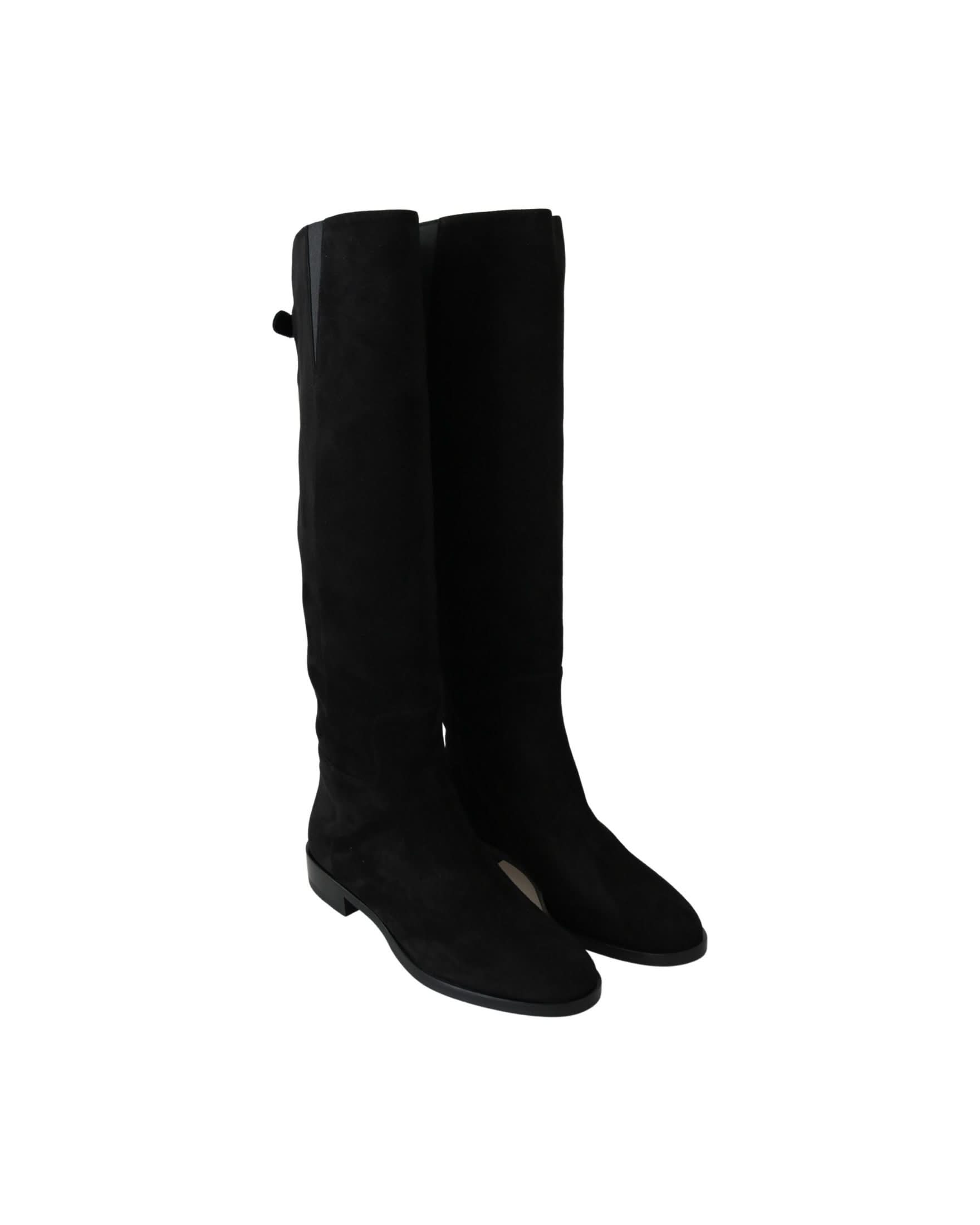 Dolce & Gabbana Black Suede Knee High Flat Boots Boots