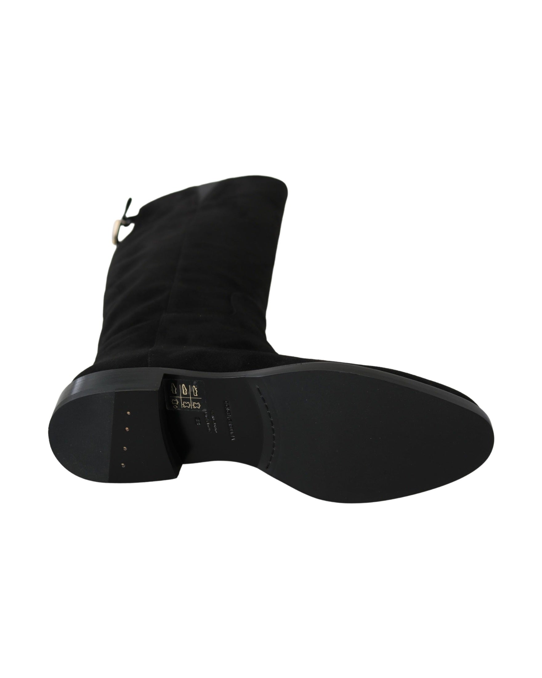 Dolce & Gabbana Black Suede Knee High Flat Boots Glam Steals