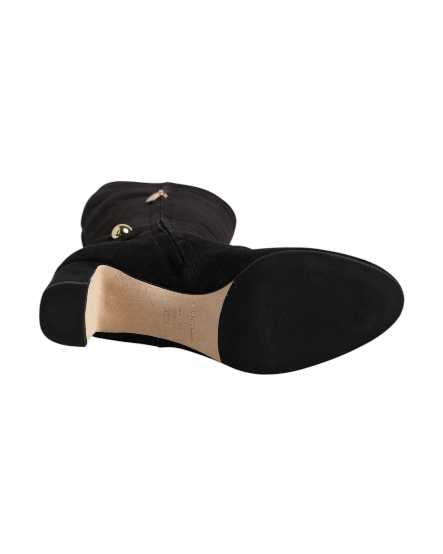 Dolce & Gabbana Black Suede Leather Knee High Boots Shoes Glam Steals