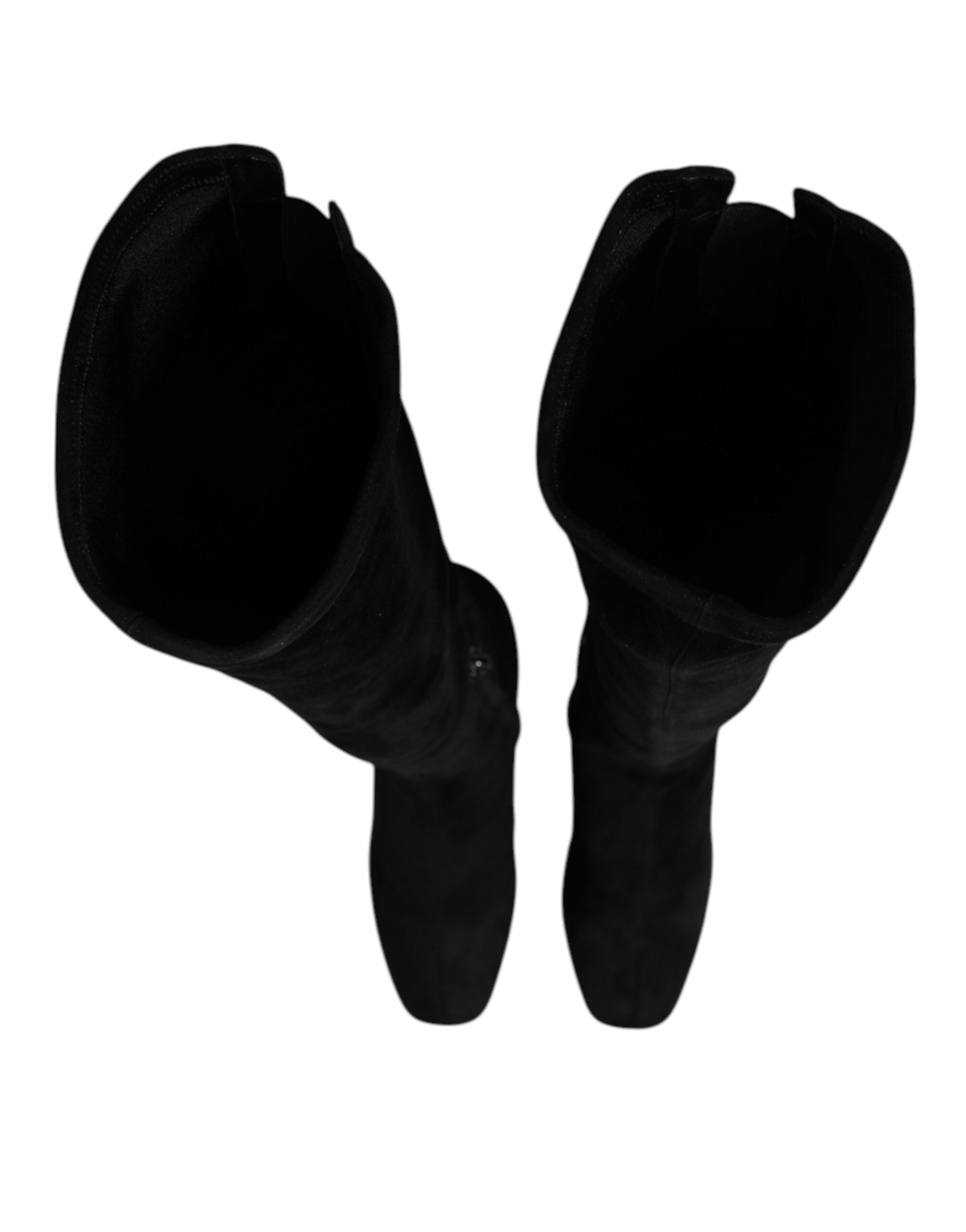 Dolce & Gabbana Black Suede Leather Knee High Boots Shoes Glam Steals