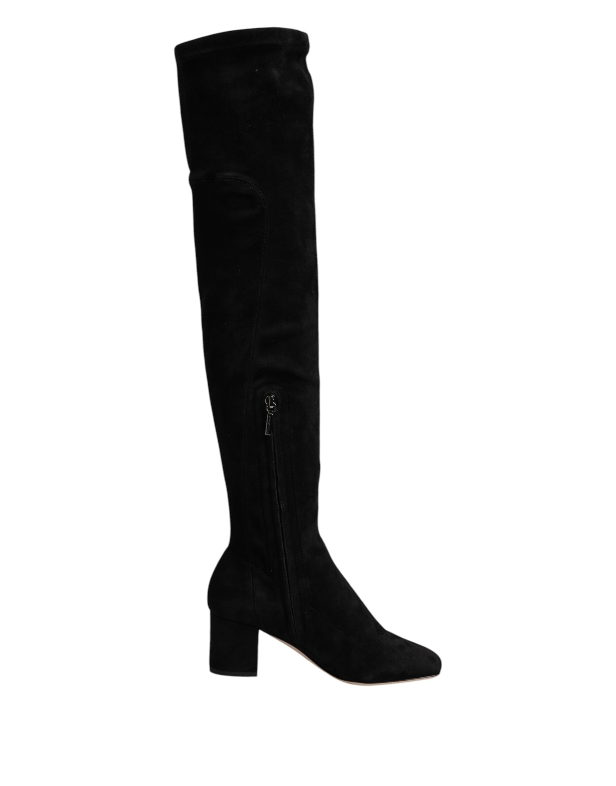 Dolce & Gabbana Black Suede Leather Knee High Boots Shoes Glam Steals