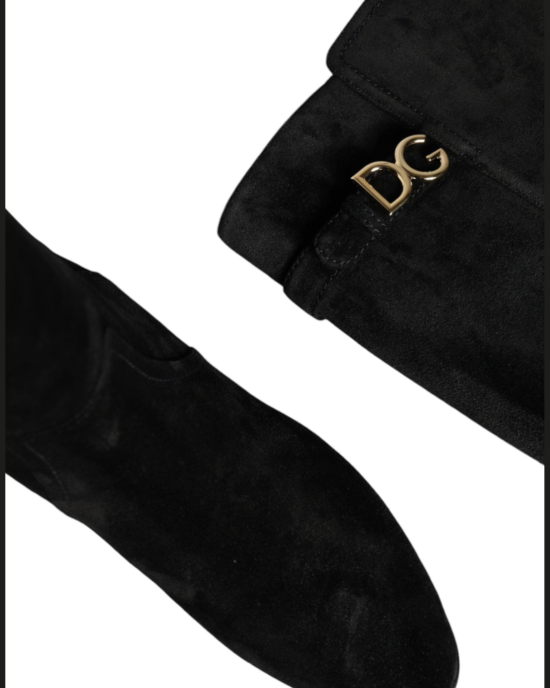 Dolce & Gabbana Black Suede Leather Knee High Boots Shoes Glam Steals