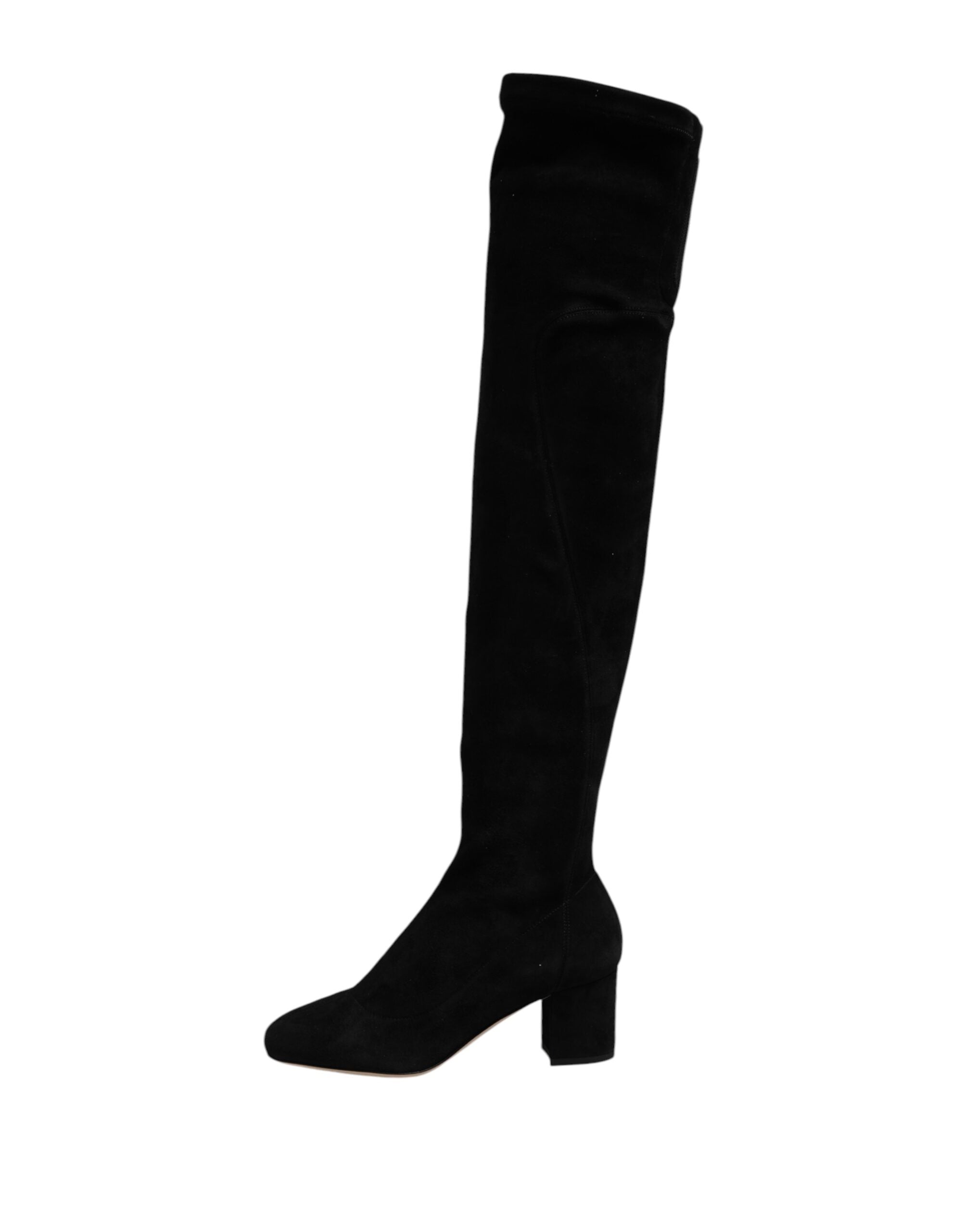 Dolce & Gabbana Black Suede Leather Knee High Boots Shoes Glam Steals