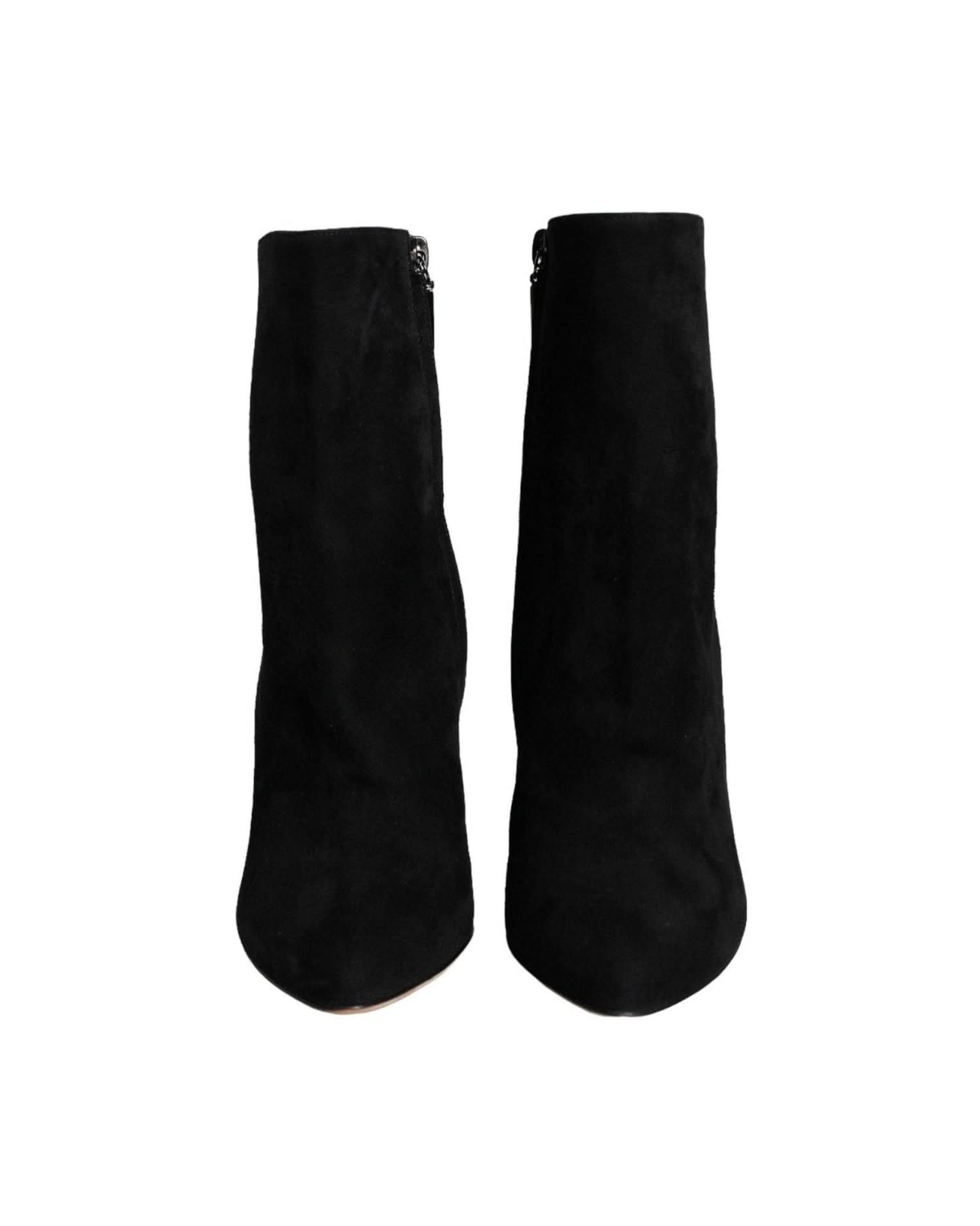 Dolce & Gabbana Black Suede Leather Mid Calf Boots Shoes Boots