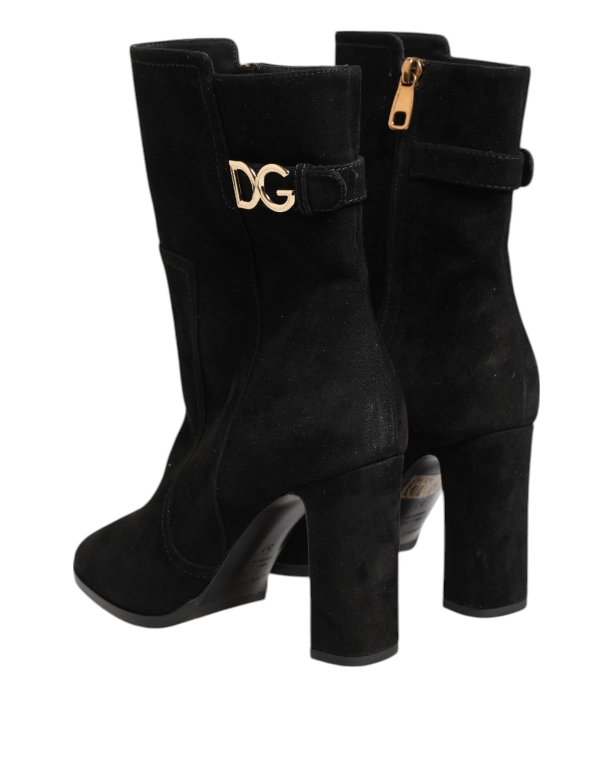 Dolce & Gabbana Black Suede Leather Mid Calf Boots Shoes Glam Steals