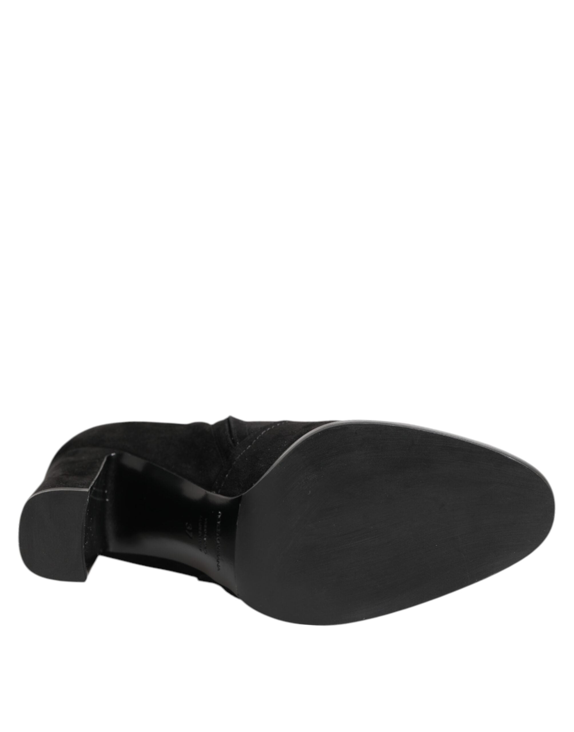 Dolce & Gabbana Black Suede Leather Mid Calf Boots Shoes Glam Steals