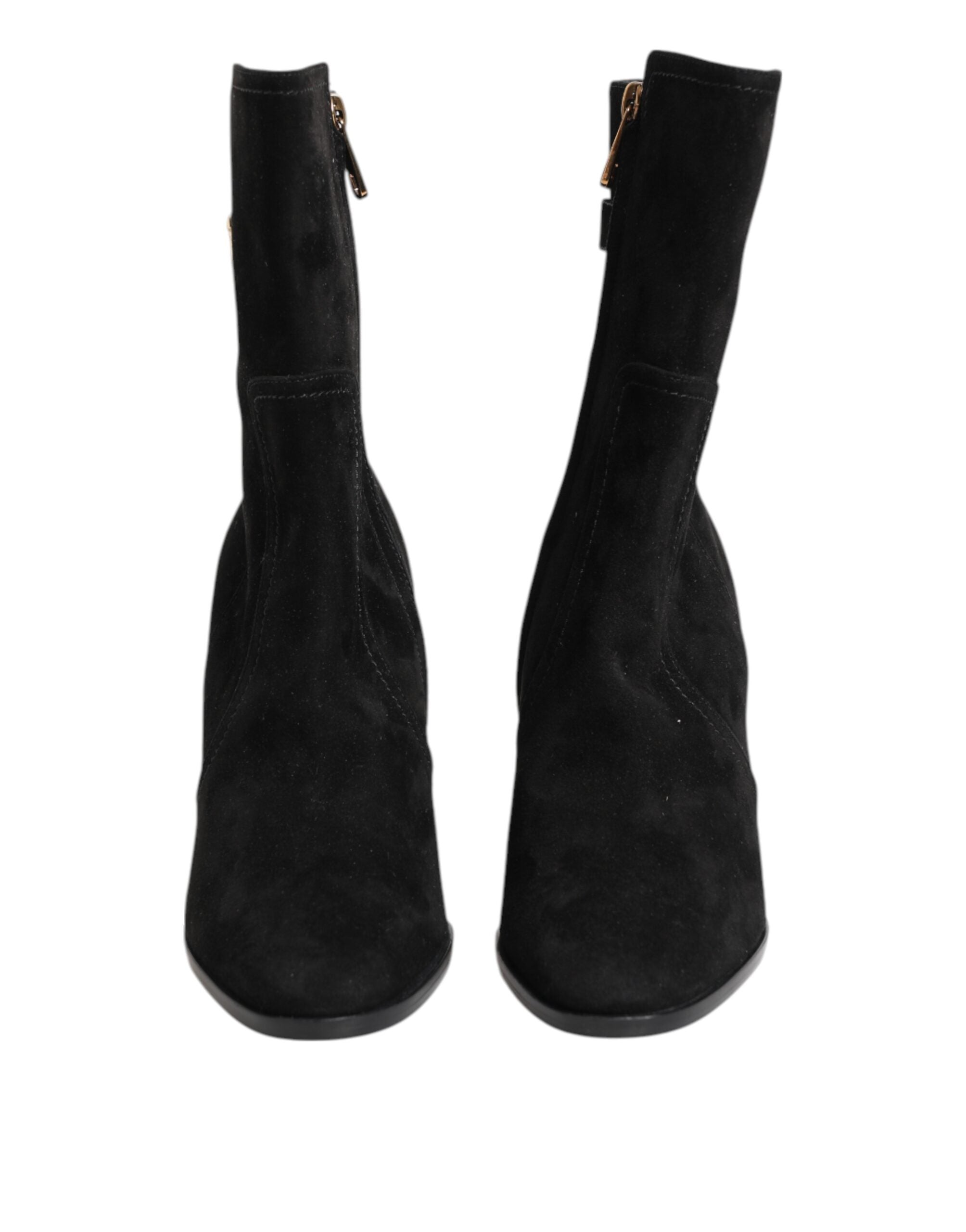 Dolce & Gabbana Black Suede Leather Mid Calf Boots Shoes Glam Steals