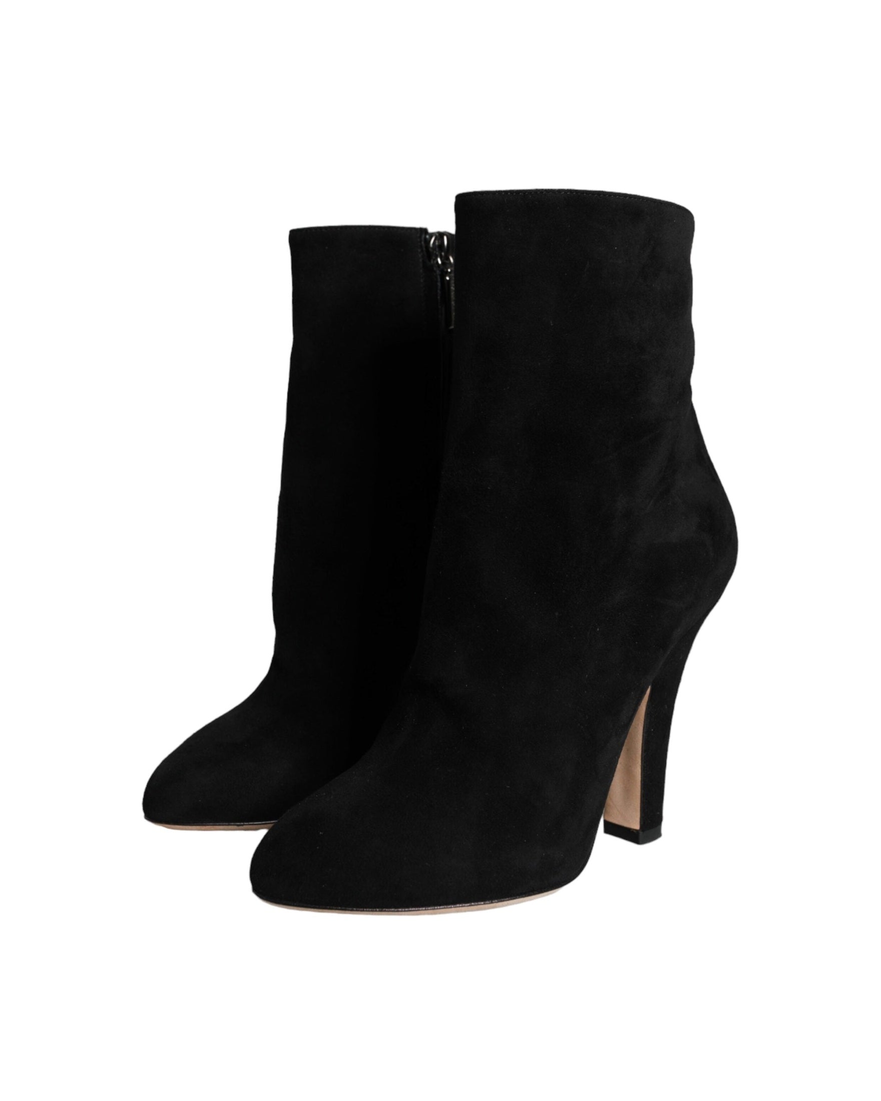 Dolce & Gabbana Black Suede Leather Mid Calf Boots Shoes Glam Steals