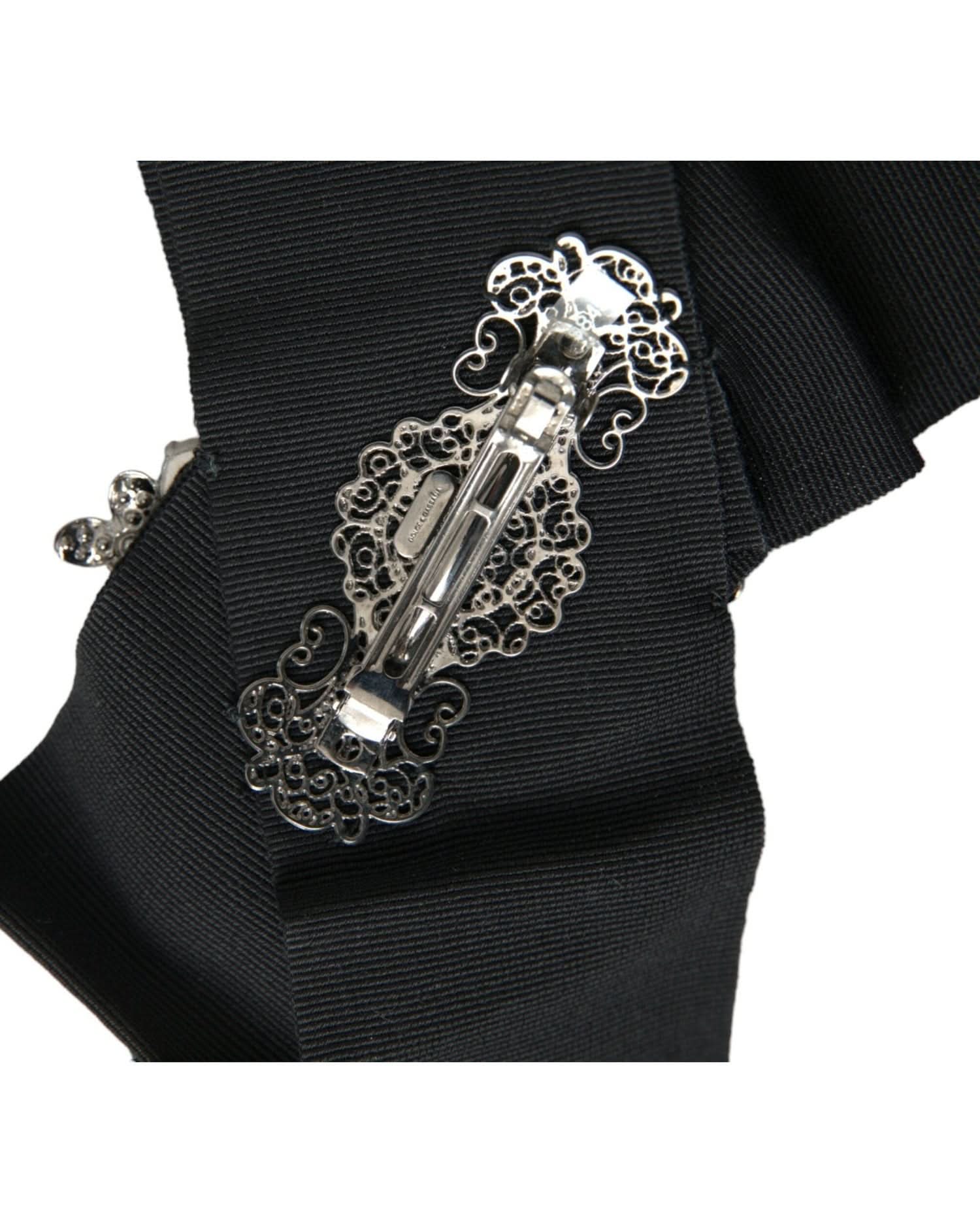 Dolce & Gabbana Black Swarovski Crystal Embellished Hair Clip Hair Pins, Claws & Clips