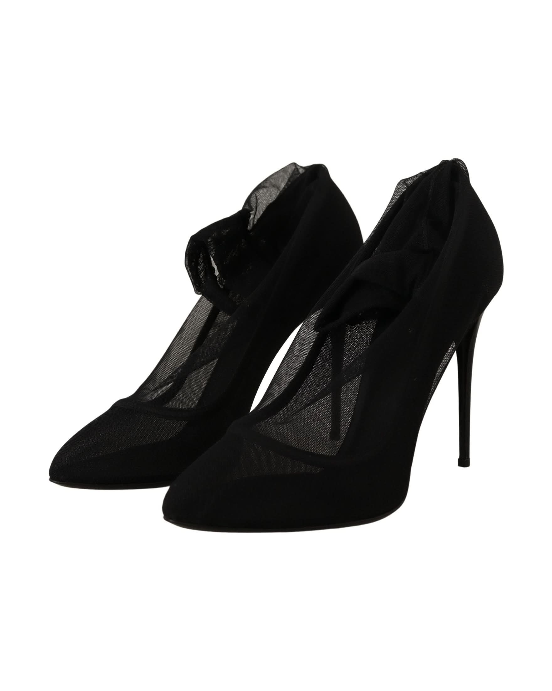 Dolce & Gabbana Black Tulle Stretch Boots Pumps Shoes Heels
