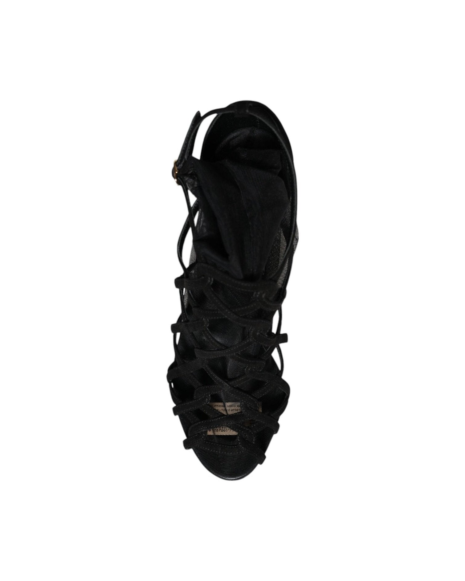 Dolce & Gabbana Black Tulle Stretch Heels Sandals Shoes Heels