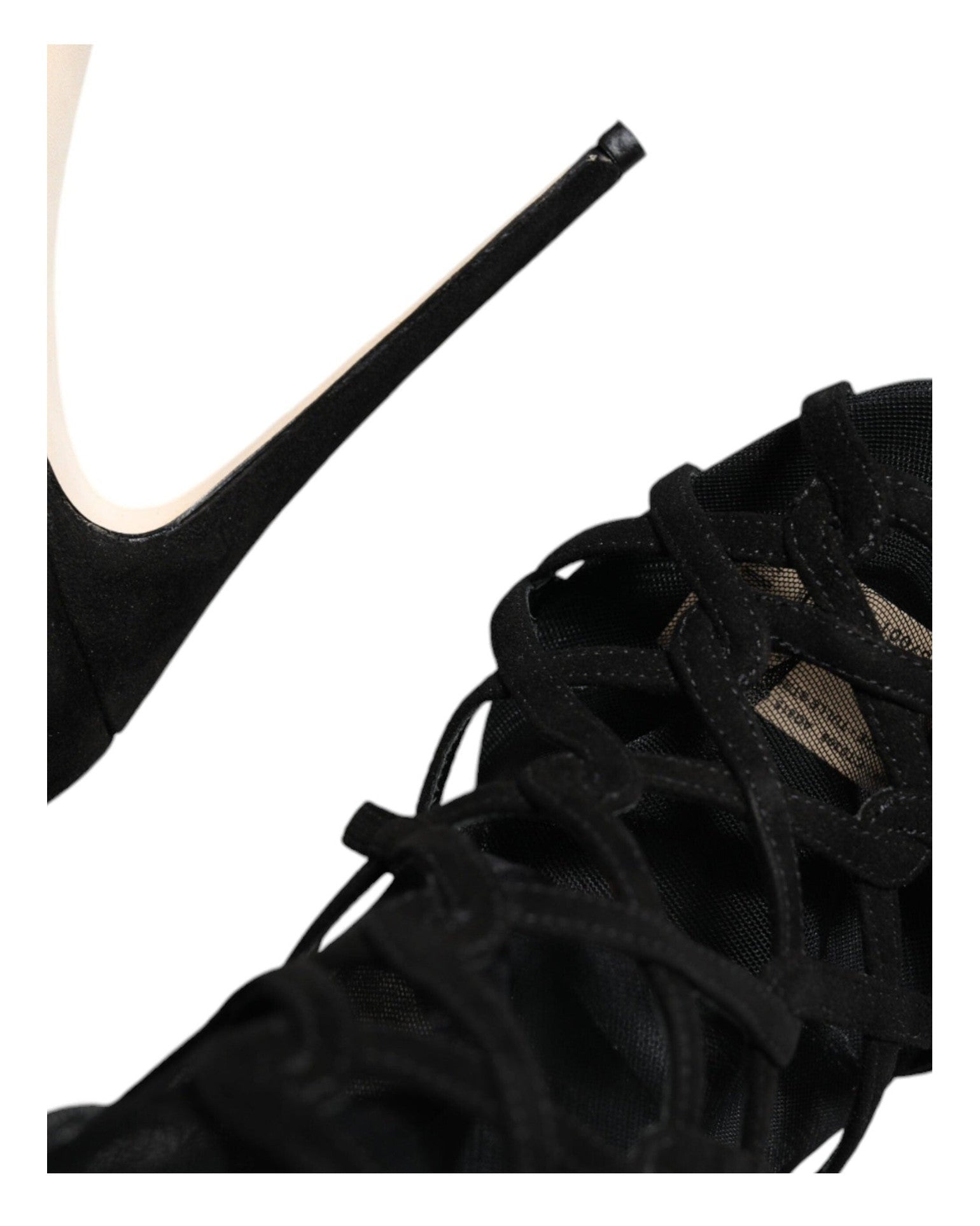 Dolce & Gabbana Black Tulle Stretch Heels Sandals Shoes Heels