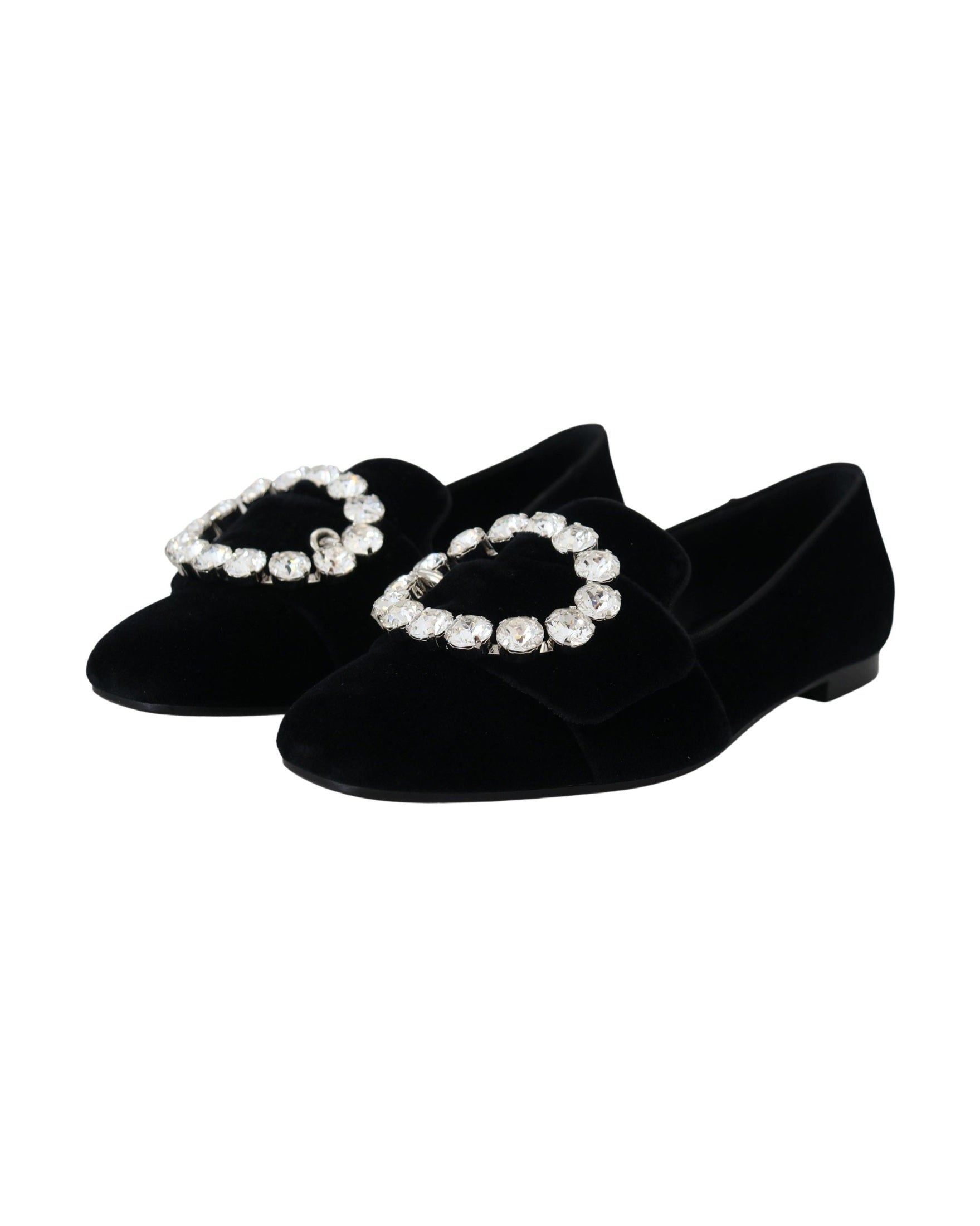 Dolce & Gabbana Black Velvet Crystals Loafers Glam Steals