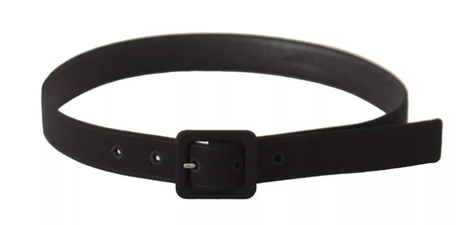 Dolce & Gabbana Black Velvet Leather Logo Waist Buckle Belt Belts