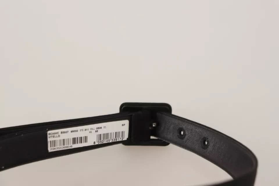 Dolce & Gabbana Black Velvet Leather Logo Waist Buckle Belt Belts
