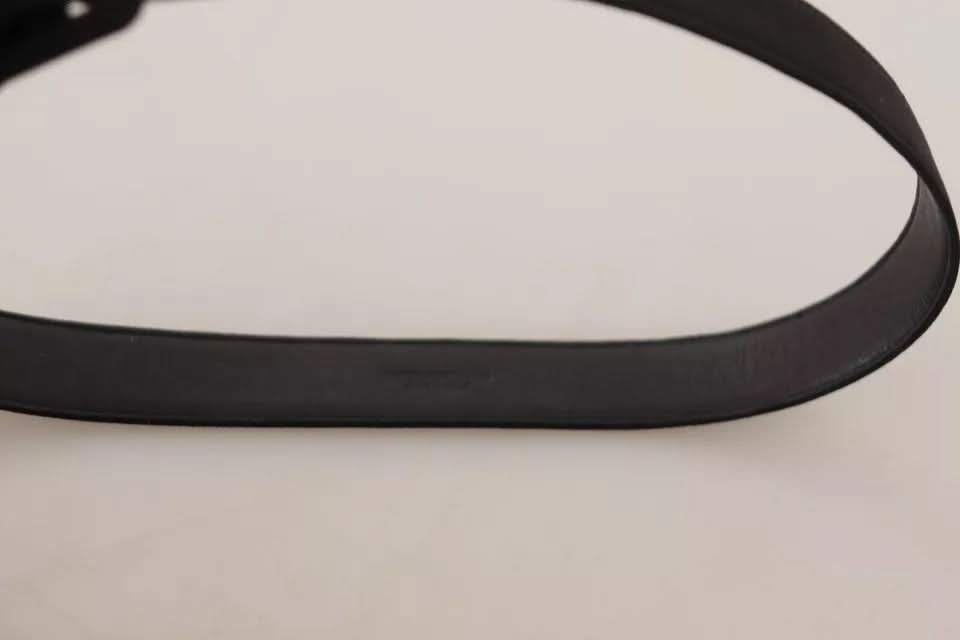 Dolce & Gabbana Black Velvet Leather Logo Waist Buckle Belt Belts